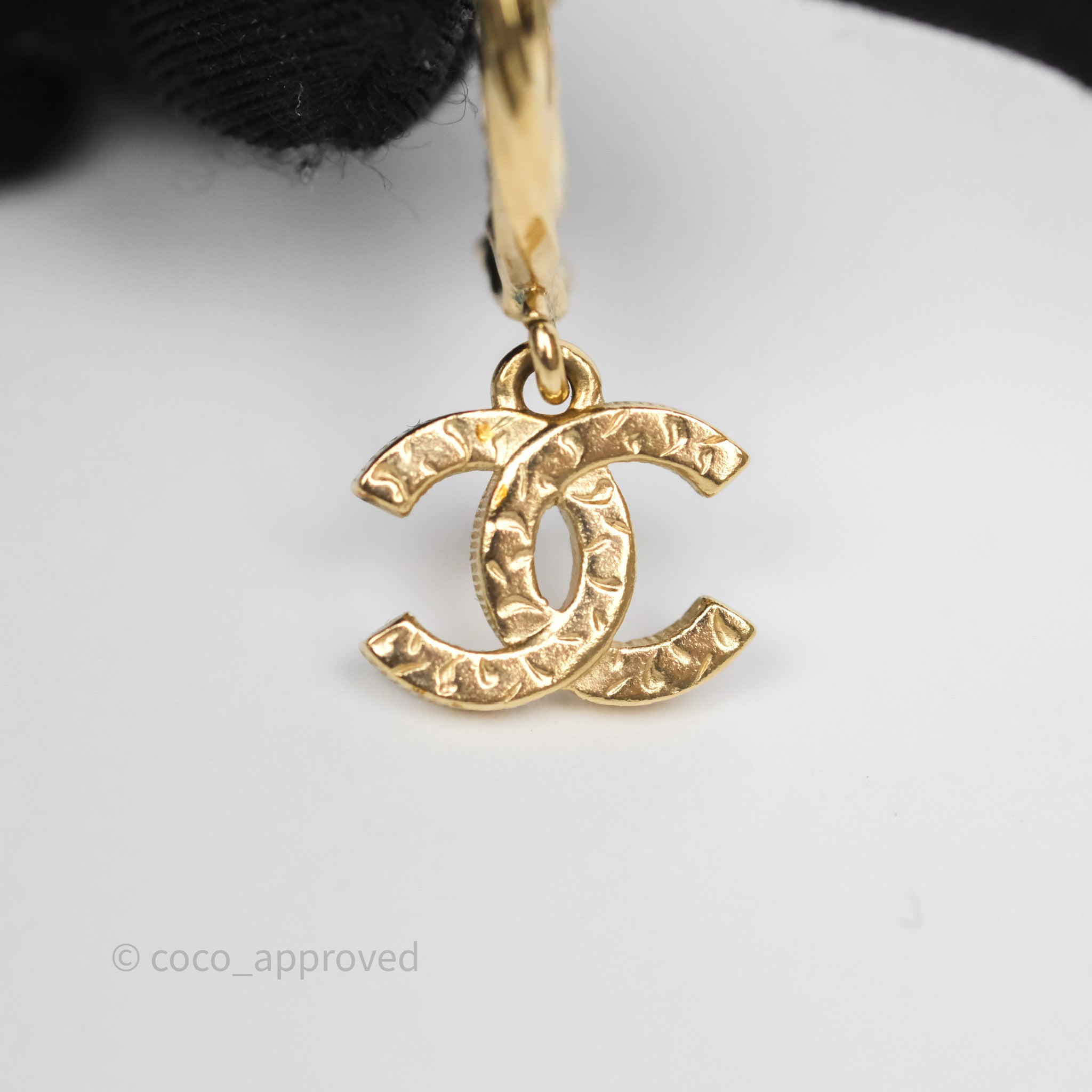 Chanel CC Crystal Hoop Earrings for Women - 23V Gold Tone Luxury Fashion Jewelry - Perfect for Parties, Weddings & Special Occasions