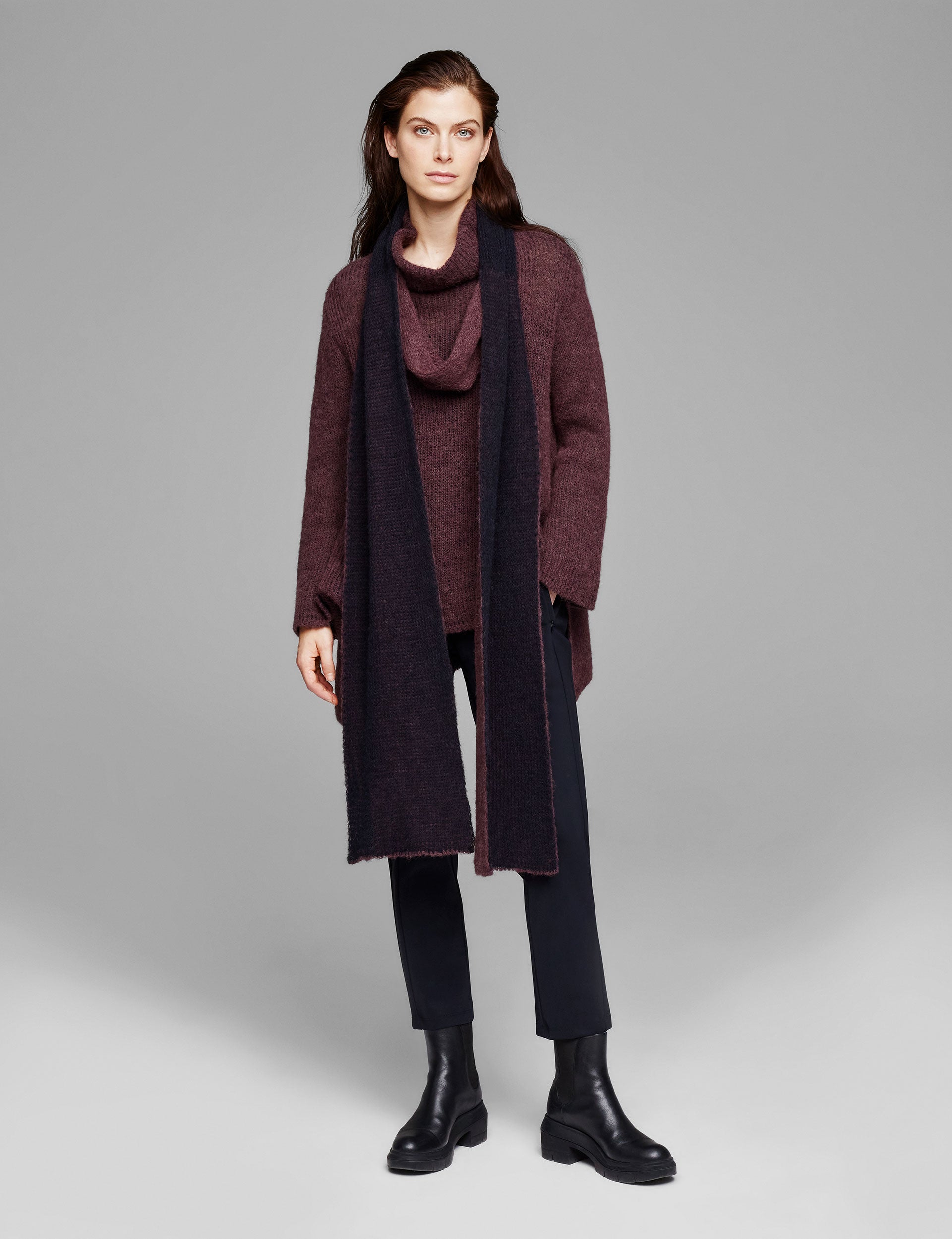 2-Sided Mohair Scarf for Women - Soft & Luxurious Winter Accessory in Elegant Plum Color - Perfect for Cold Weather, Office Wear & Holiday Gifts