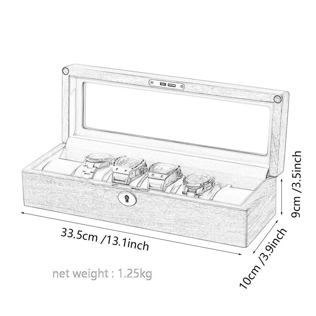 Premium Rosewood Watch Storage Box with Lock - 6/12 Compartments, Detachable Pillow & Transparent Window - Jewelry & Watch Display Case for Men's Luxury Watches, Collector's Display & Travel Storage