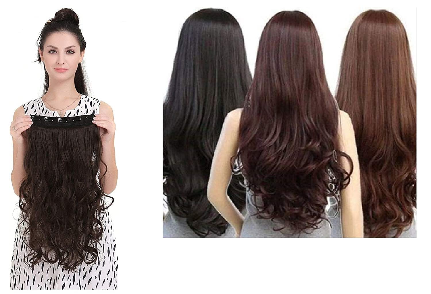 OAHU Natural Brown Curly/Wavy Hair Extensions for Women - 100% Human Hair Weft - Perfect for Daily Styling, Parties & Special Occasions
