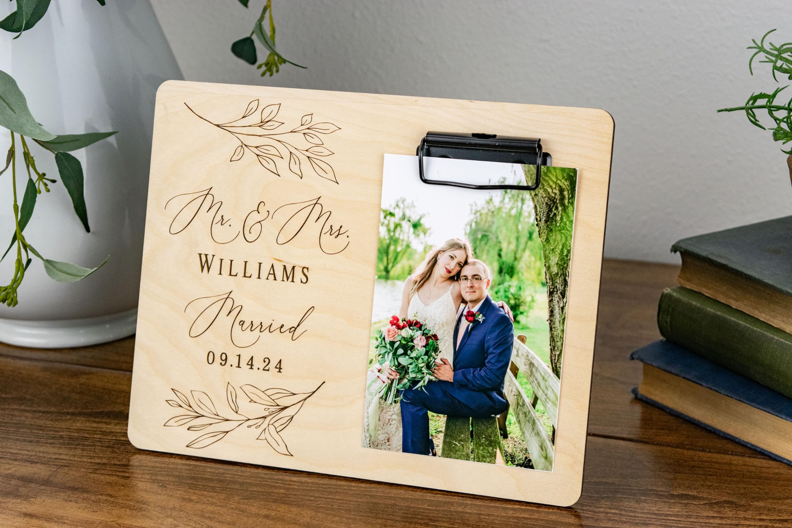 Handmade Personalized Wedding Picture Frame - Custom Engraved Anniversary Gift for Couples, Newlyweds & Bridal Shower - Perfect for Home Decor, Wedding Albums & Romantic Keepsakes