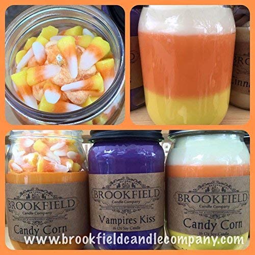 16 oz Candy Corn Layered Soy Candle - Handmade Fall Scented Candle for Halloween, Thanksgiving & Autumn Home Decor