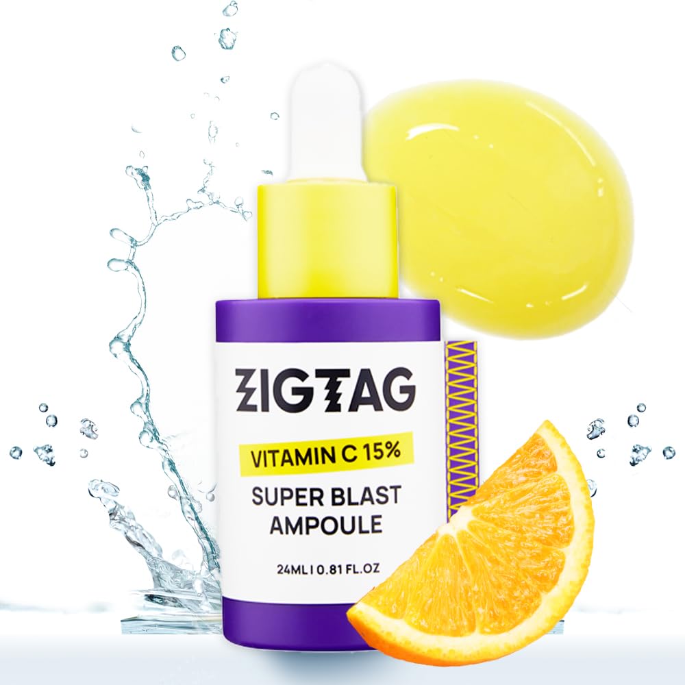 Vitamin C 15% Super Blast Ampoule - Korean Skin Brightening Serum with Glutathione & Ferulic Acid | Anti-Aging Treatment to Reduce Wrinkles & Even Skin Tone | Brightening Facial Serum for Radiant & Youthful Skin | 24ml/0.81Oz | Perfect for Night Routine & Daily Skincare