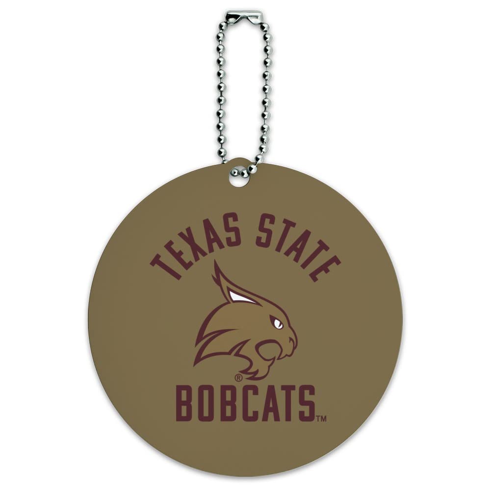 Texas State Bobcats Round Luggage ID Tag - Personalized Suitcase Name Tag for Travel Accessories - Perfect for Carry-On Bags, Backpacks & Suitcases (College Team Spirit Gift)