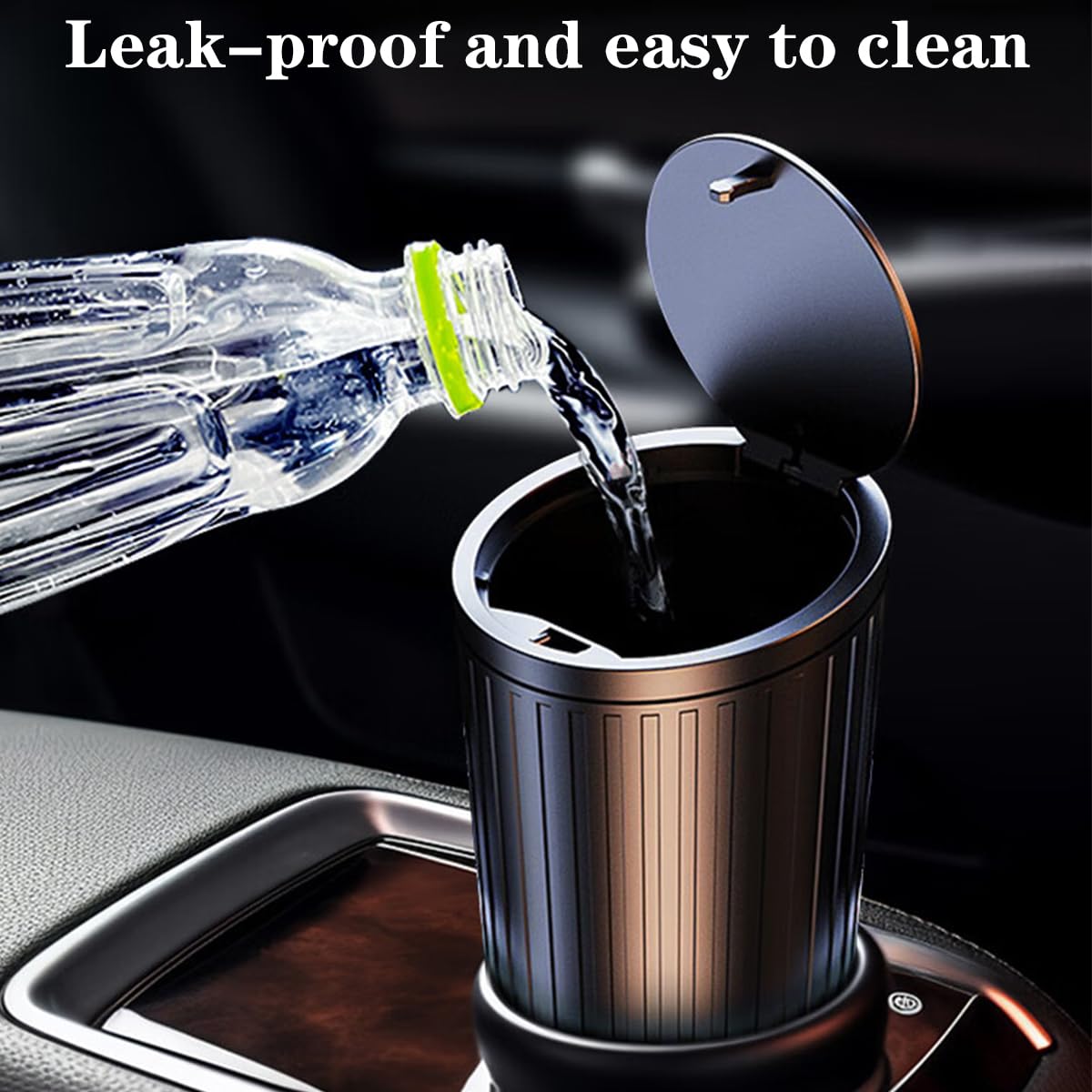 Leakproof Car Trash Can with Lid - 2 Pack for Cup Holder, Includes 40 Trash Bags - Perfect for Front & Back Seat Organization