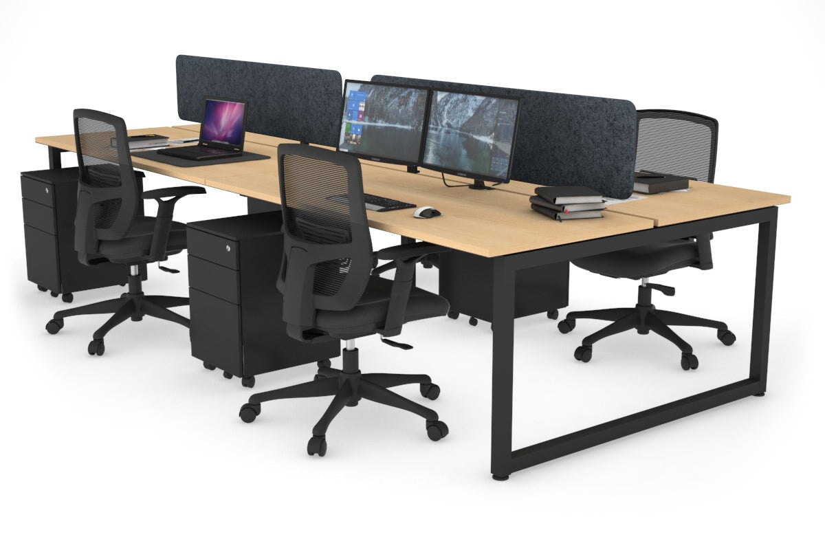 Quadro Loop Legs 4 Person Office Workstation Desk - 1800L x 700W - Modern Collaborative Workspace Solution for Team Projects & Office Meetings