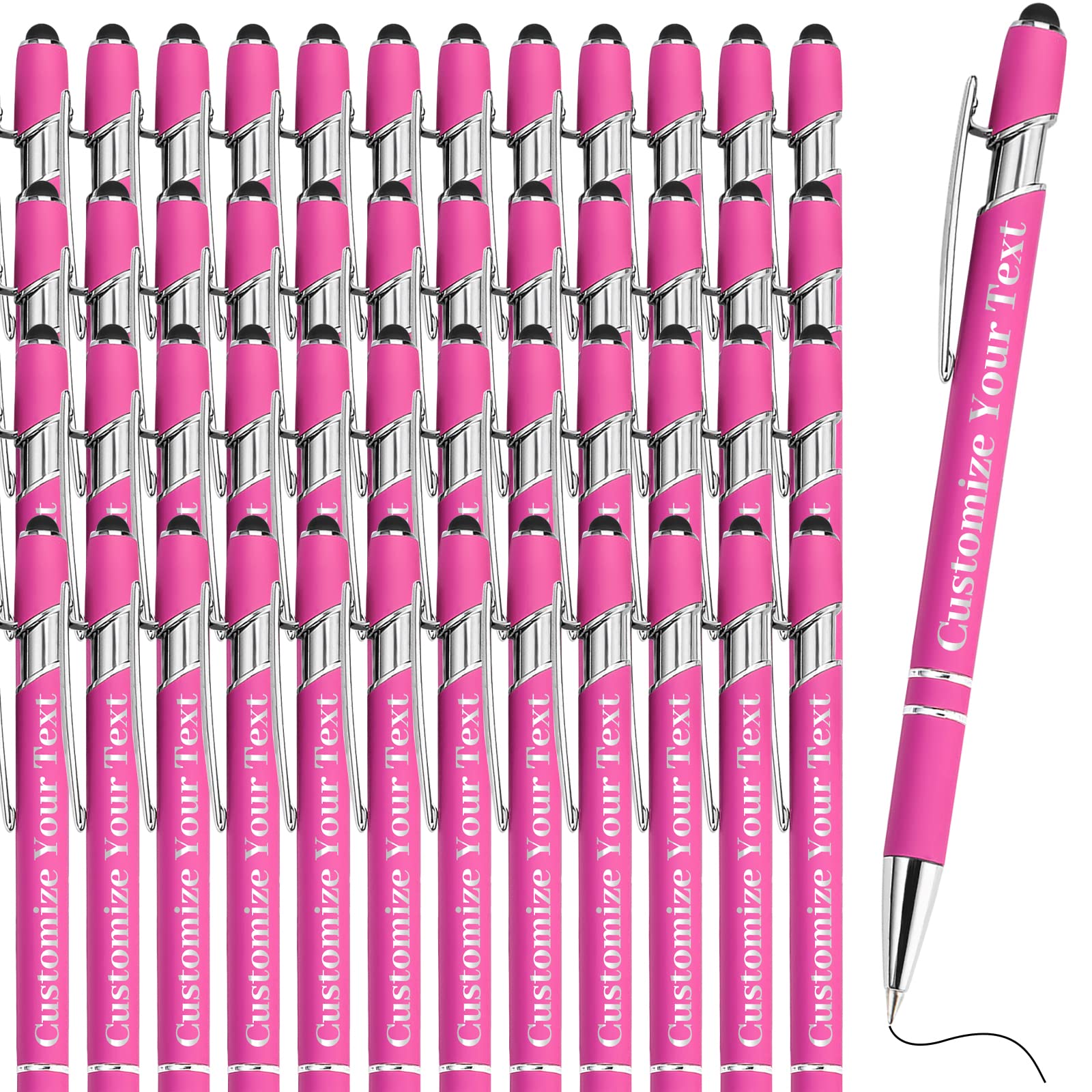 500 Pcs Bulk Custom Personalized Pens with Free Engraving - Ballpoint Pen Set with Stylus, Your Name/Text - Perfect for Business, Graduation, Wedding & Christmas Gifts (200 Packs) - Ideal for Office Use, Corporate Events, School Supplies & Party Favors