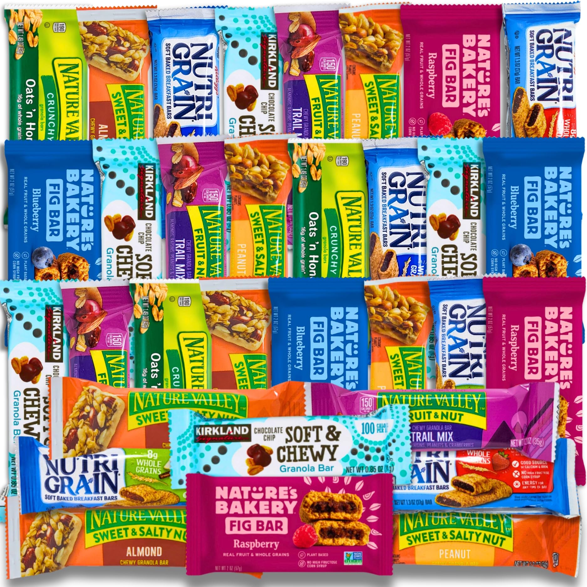Healthy Mixed Granola Bars Variety Pack - 32 Count Assorted Fig, Oat, Nut & Fruit Snack Bars for Adults & Kids | Perfect for Office Snacks, Travel Food, School Lunches & Gift Baskets