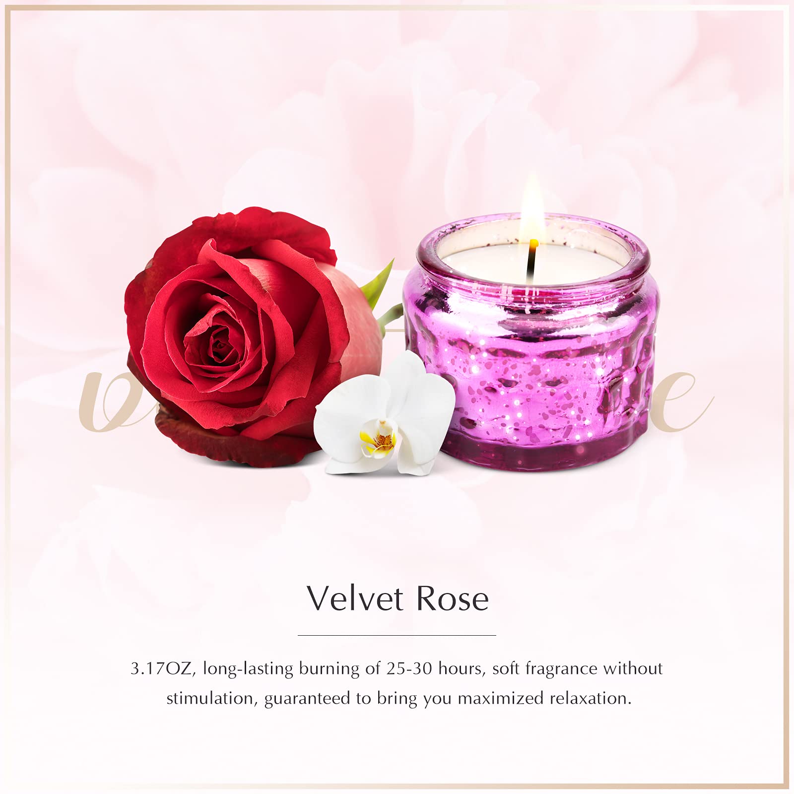 Romantic Sage & Sea Salt Scented Soy Candle with Essential Oils - 100% Natural Smokeless Aromatherapy Candle for Sleep Relief (Rose Scent) - Perfect for Bedroom Relaxation, Spa Nights & Stress Relief