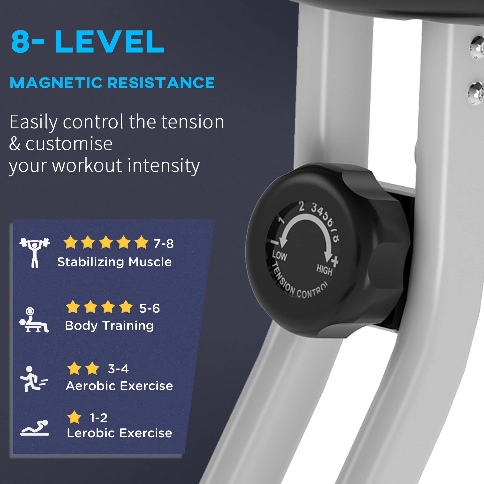 Soozier Foldable Upright Exercise Bike - 8-Level Magnetic Resistance Indoor Cycling Bike for Home Cardio Workout | Perfect for Aerobic Training, Weight Loss & Small Space Fitness