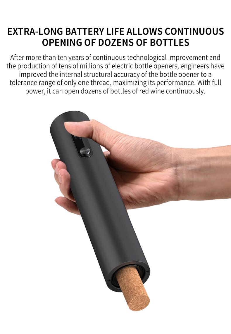 Electric Wine Opener - Automatic Corkscrew Bottle Opener with Rechargeable Battery, Perfect Gift for Wine Lovers - Use for Home, Kitchen, Parties & Wine Tasting Events