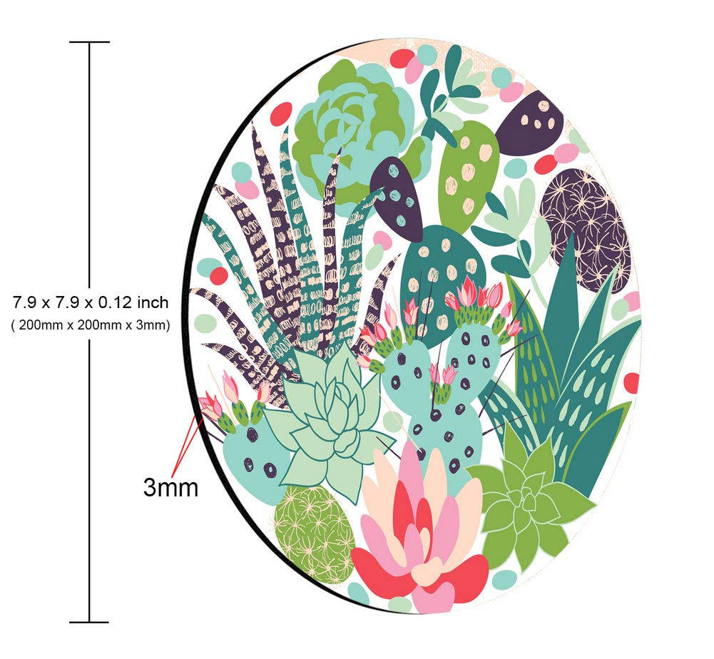 Custom Nature Series Floral & Succulent Mouse Pad - Round Non-Slip Desk Mat with Artistic Cactus Design for Office, Gaming & Home Workspace