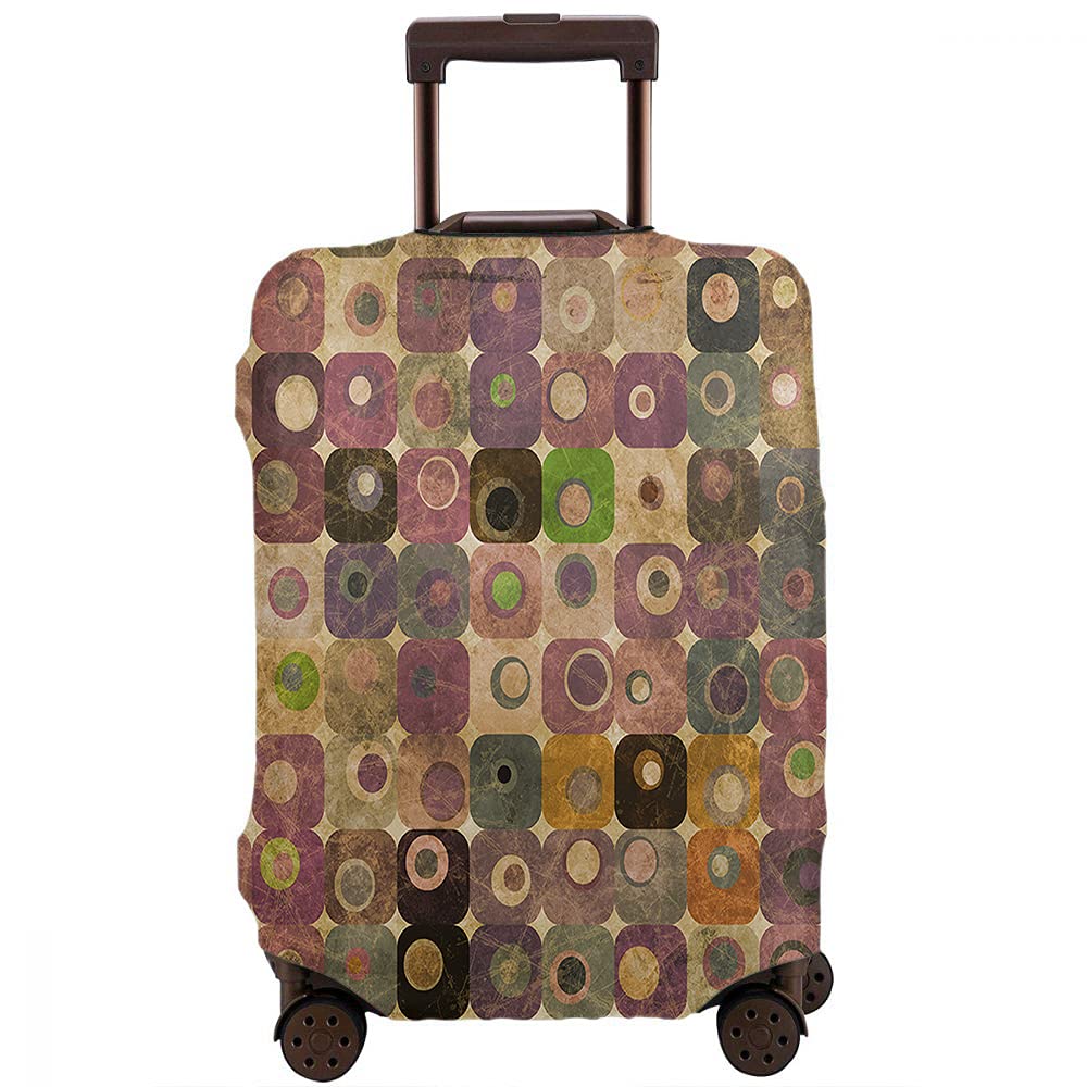WONDERTIFY Abstract Grungy Purple & Green Washable Elastic Luggage Cover - Fits 18-21 Inch Suitcases with Concealed Zipper | Travel Suitcase Protector for Airplane, Cruise & Business Trips