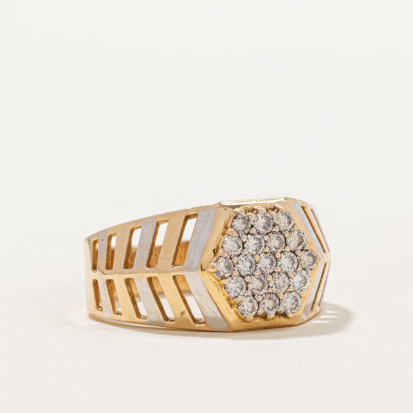 Hexagon Shaped Diamond Cluster Ring - 0.77 Carat Total Weight (CTW) - Size 10.25 - Elegant Wedding Band, Anniversary Gift, or Everyday Luxury Jewelry for Women