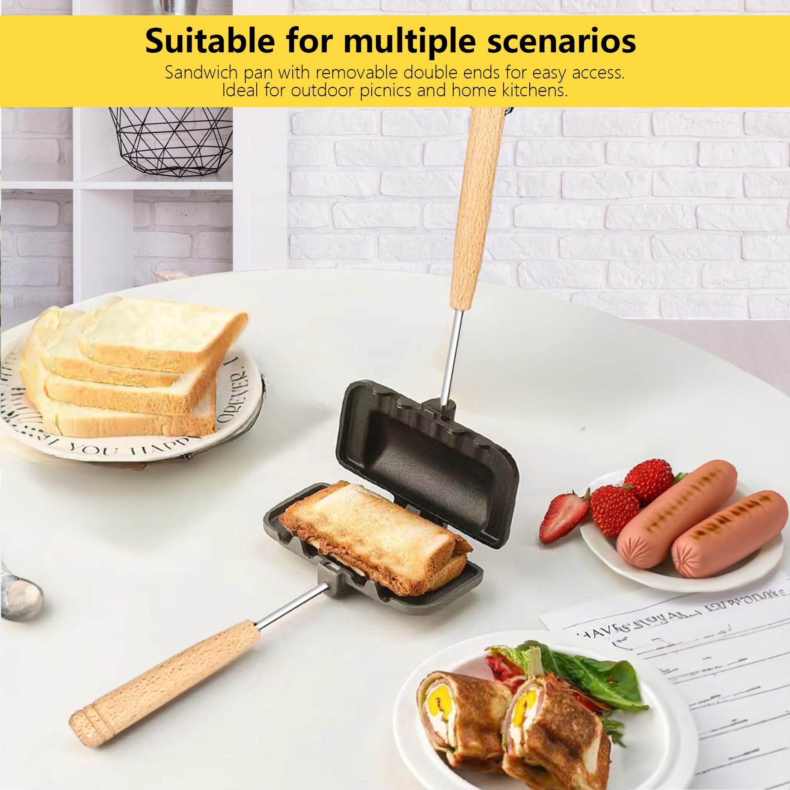 Nonstick Double-Sided Sandwich Maker & Breakfast Pan - Perfect for Pancakes, Omelets, Frittatas & Toast - Ideal for Quick Breakfasts, Camping & Family Cooking (1PC)