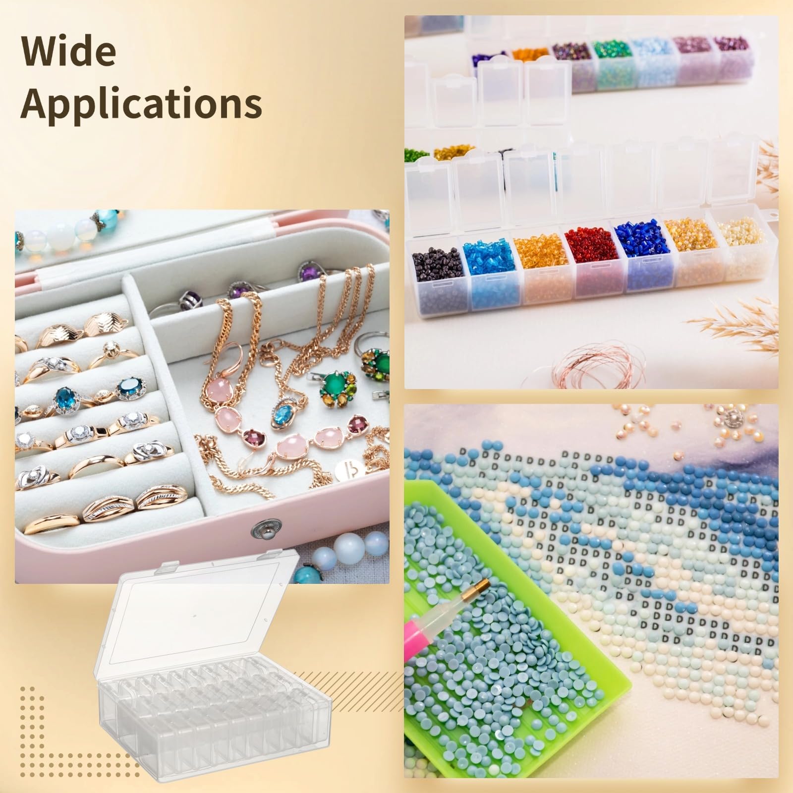 Homaisson 120-Piece Small Clear Plastic Bead Storage Containers with 4 Craft Boxes & 336 Labels - Organizer for Jewelry Making, Bracelets, Beading, Nails, Screws, Seeds & Small Parts - Perfect for DIY Crafts, Home & Office Organization
