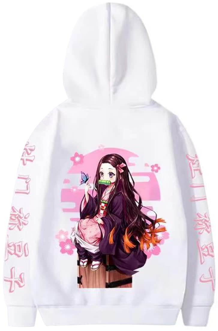 WINKEEY Anime Demon Slayer Cosplay Sweater - Kochou Shinobu & Nezuko Hooded Long Sleeve Costume Sweatshirt for Women | Perfect for Halloween, Comic Con & Anime Conventions