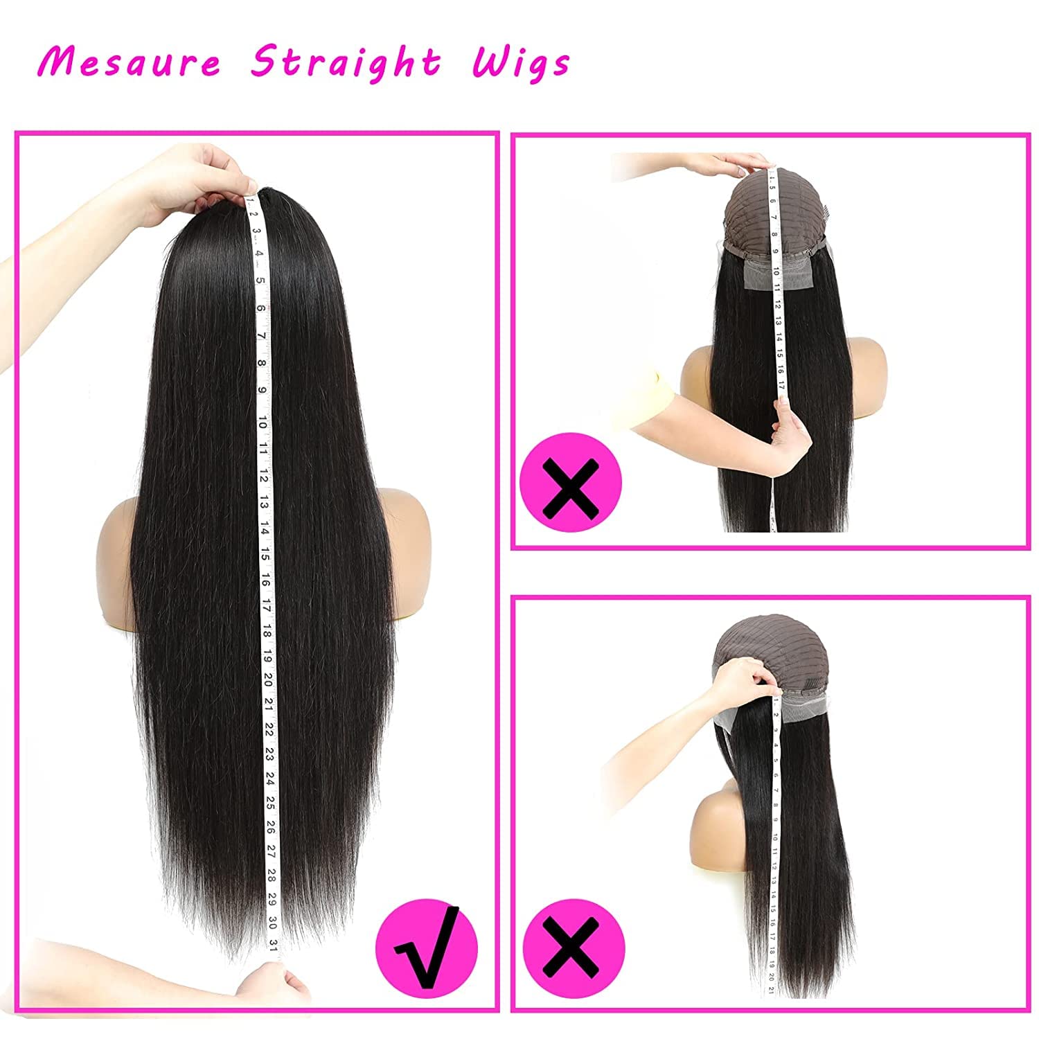 13X6 Lace Front Wigs Human Hair - Pre Plucked with Baby Hair, 30 Inch Straight Glueless HD Lace Wig, 180 Density Transparent Lace Frontal for Women (Natural Black) - Perfect for Daily Wear, Cosplay & Special Occasions