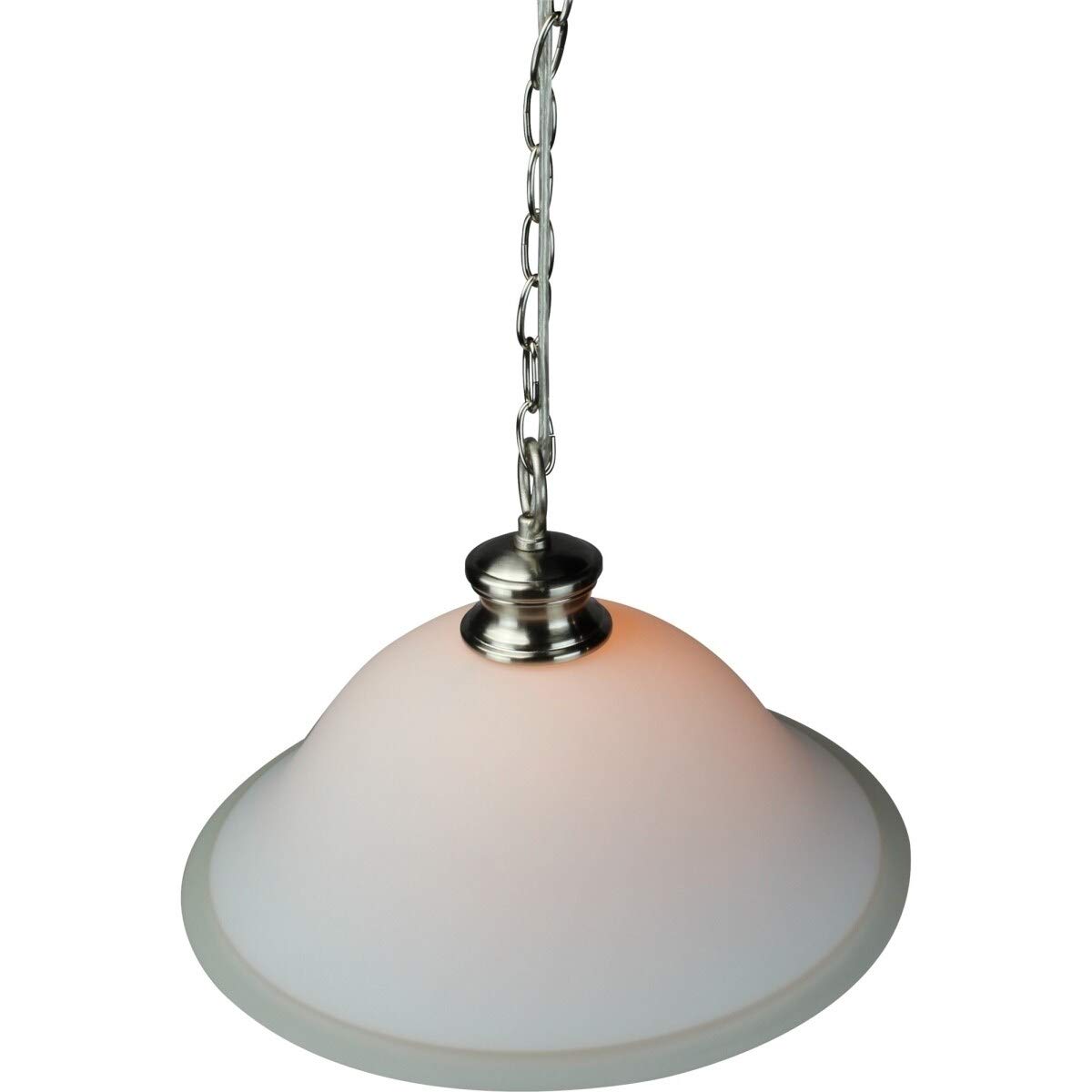 Modern Brushed Nickel Glass Shade Swag Lamp - White Contemporary Ceiling Light for Living Room, Bedroom, or Dining Area