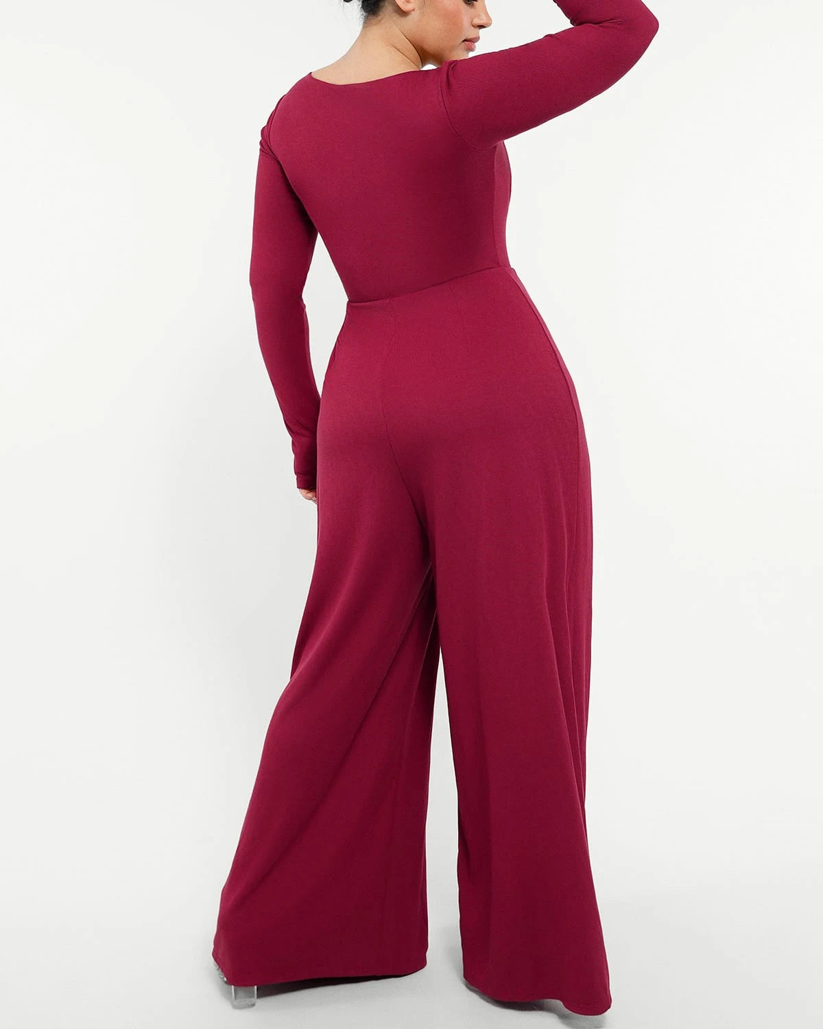 Square Neckline Slimming Jumpsuit for Women - Tummy Control Bodysuit with Built-in Shapewear - Perfect for Parties, Date Nights & Special Occasions