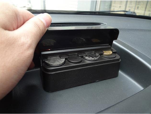 Jolincc Car Coin Holder - Interior Loose Change Storage Box & Money Organizer for Vehicles | Auto Accessories for Women & Men (Black, One Size) | Perfect for Road Trips, Commuting & Keeping Your Car Tidy