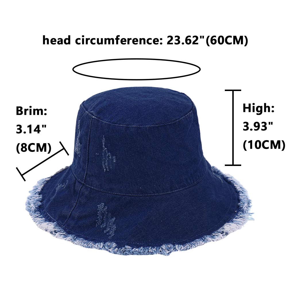 DOCILA Denim Bucket Hats for Women & Men - Blue Jean Western Fisherman Hats, Packable Cowboy Style Sun Hat for Outdoor Activities, Beach, Fishing & Summer Fashion