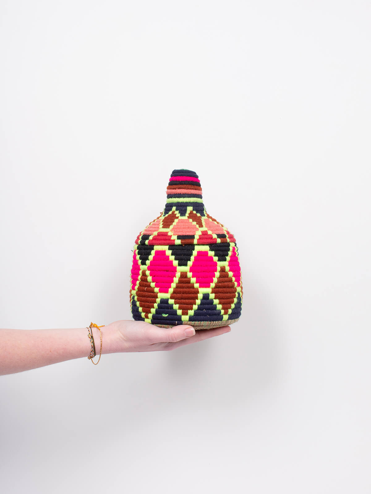 Handmade Moroccan Wool Pot No.349 – Cozy Home Decor for Boho & Farmhouse Style – Perfect for Planters, Storage & Rustic Interior Design