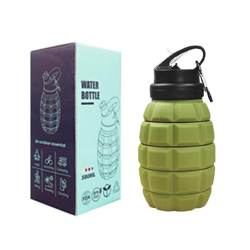 Etoto BPA-Free Plastic Grenade Water Bottle - 32oz Leak Proof Sports Water Bottle with Food Grade Silicone Spout, High Temperature Resistant for Cycling, Hiking, Gym & Outdoor Activities - Green