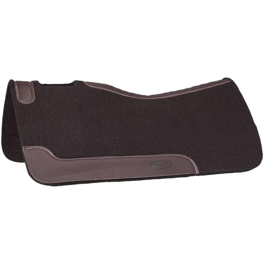 Tough 1 Contour Felt Saddle Pad 32x32 Inch Brown - Premium Horse Riding Pad for Western & English Equestrian Training