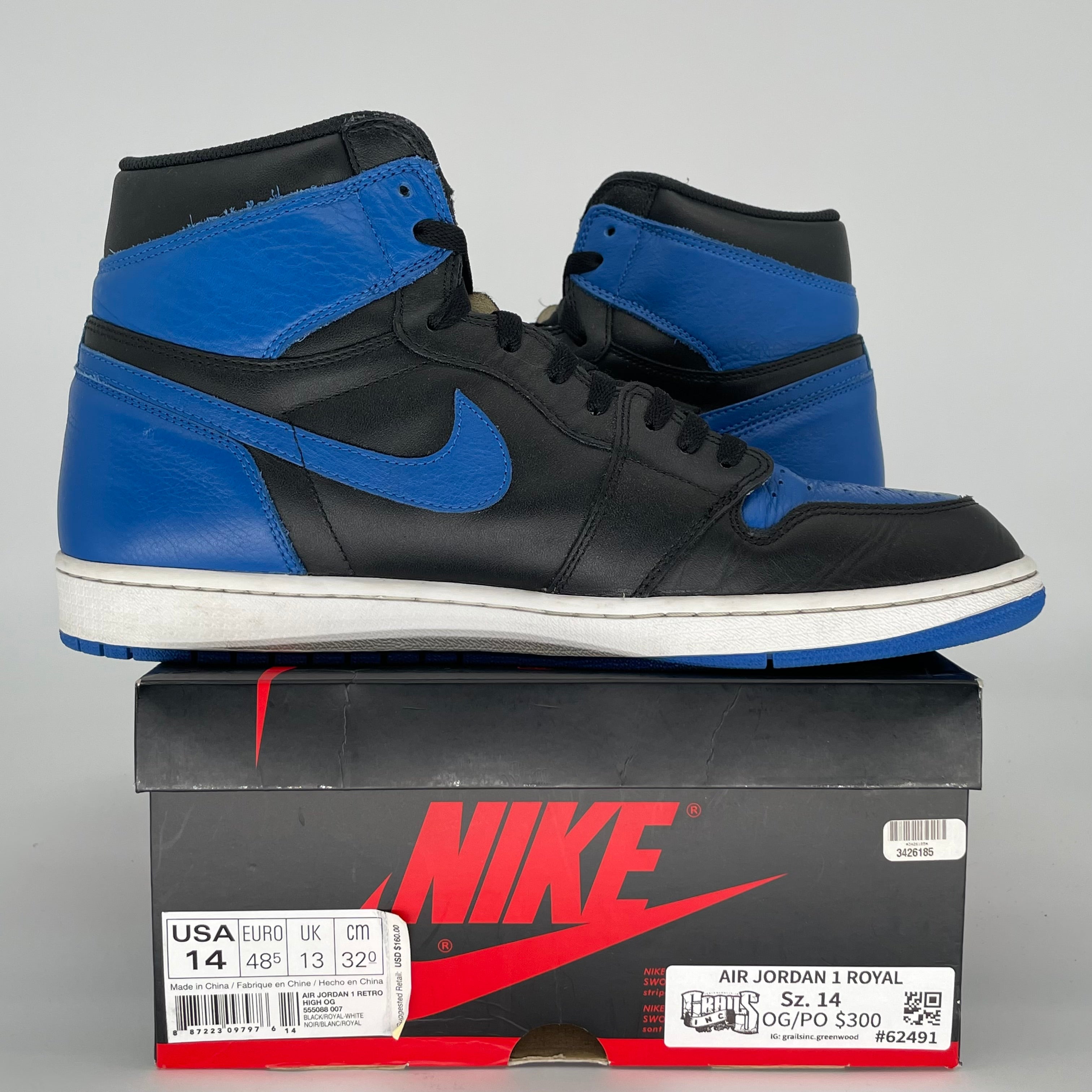 Air Jordan 1 Royal Blue Men's Basketball Shoes Size 14 (555088-007) - Perfect for Sneaker Collectors & Streetwear Fashion