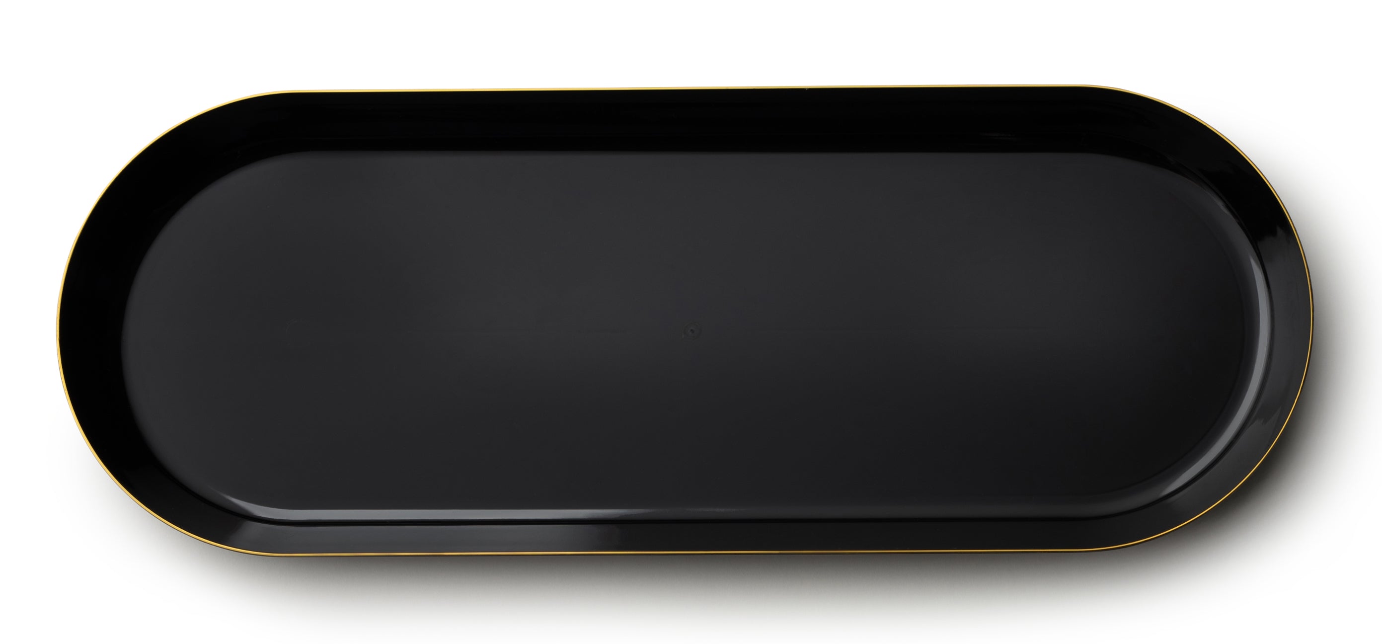 Elegant Black and Gold Rim Oval Serving Platter Set of 2 - Perfect for Dinner Parties, Holiday Entertaining & Buffet Style Serving