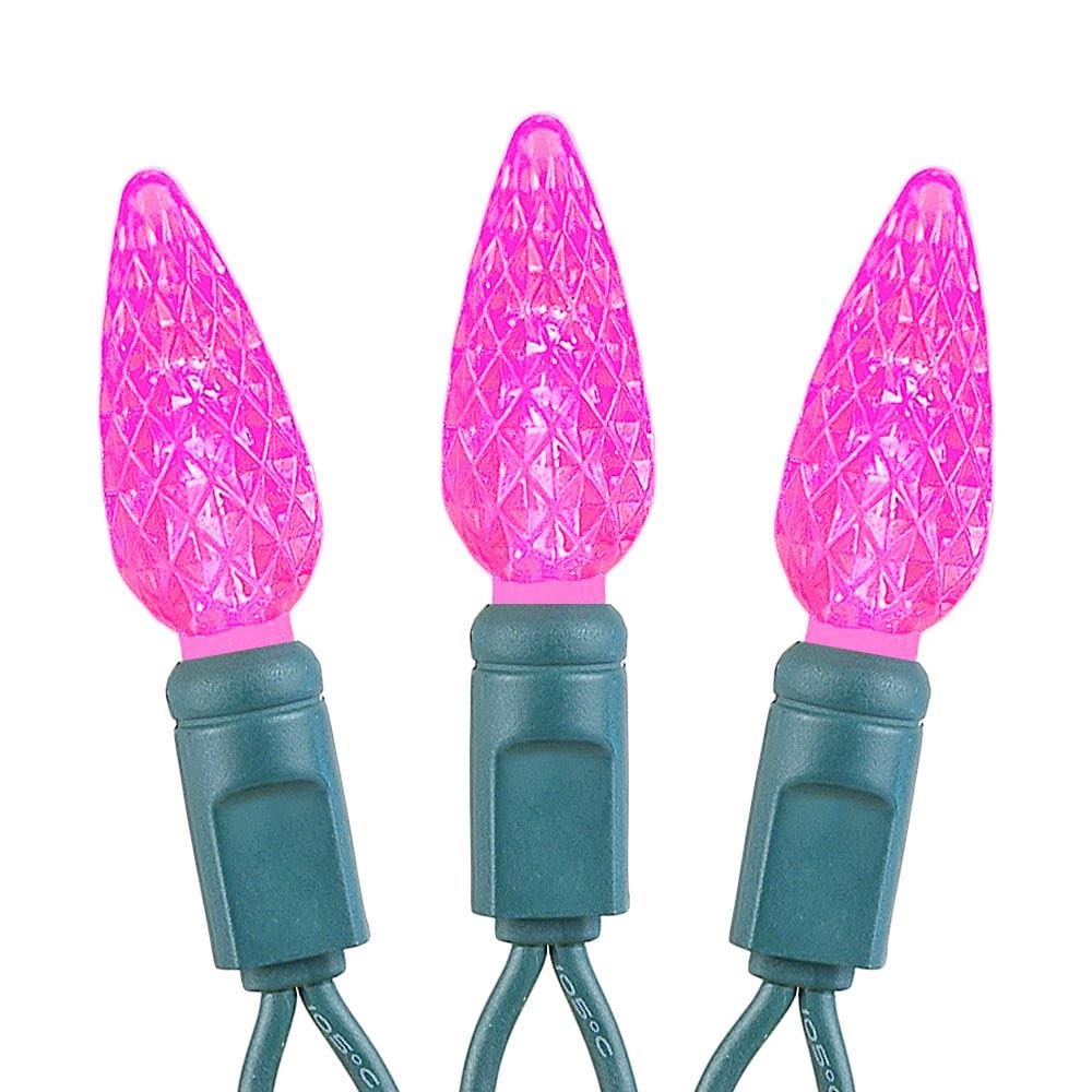 70 LED C6 Christmas String Lights 24FT - Commercial Grade Outdoor Waterproof Pink LED Lights for Christmas Tree, Yard, and Holiday Decorations - Perfect for Home, Garden, and Party Use