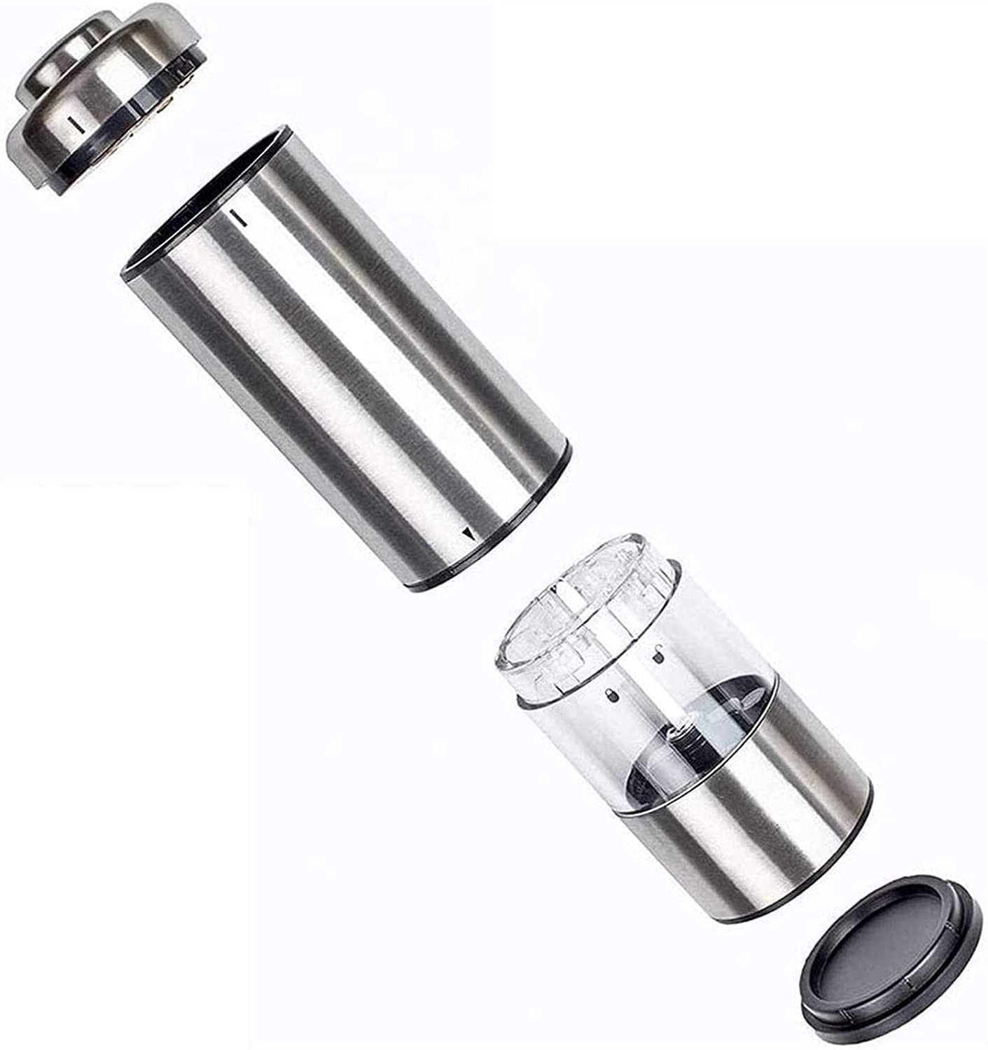 Electric Salt and Pepper Grinder Set - Battery Operated Stainless Steel Mills (2-Pack) - Adjustable Coarseness Ceramic Grinders with Stand - Perfect for Kitchen, Dining Table & Outdoor BBQ