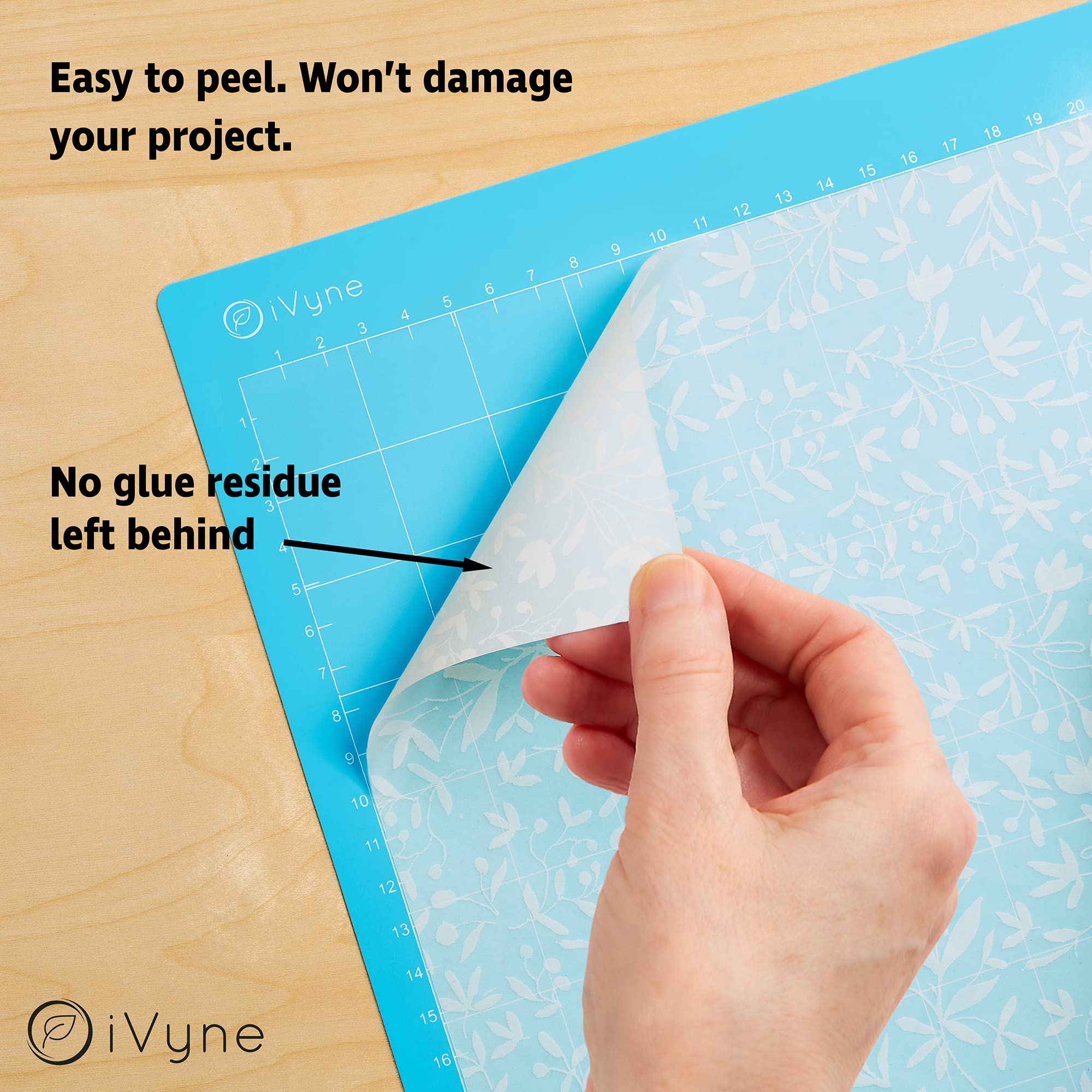 iVyne 3-Pack Light Grip Cutting Mat 12x12 Inch for Cricut Explore Air 2/Maker/Air/Maker 3 - Blue Self-Healing Craft Mat for Vinyl, Paper, Cardstock - Perfect for DIY Scrapbooking, Card Making & Craft Projects