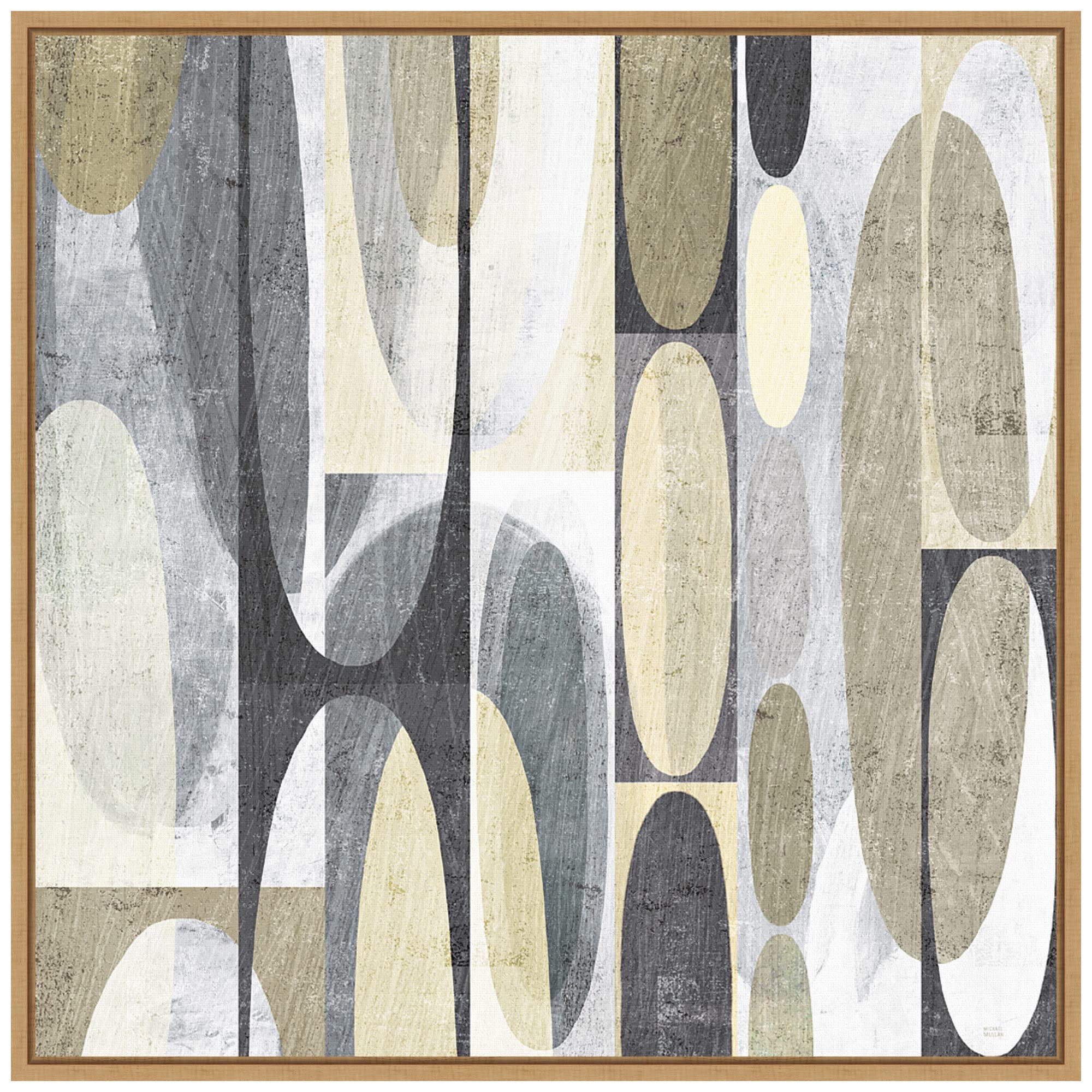 Michael Mullan Mod Pods Achroma Framed Canvas Wall Art Print - 22x22 Inches, Sylvie Maple Frame - Modern Home & Office Decor for Living Room, Bedroom, Dining Area