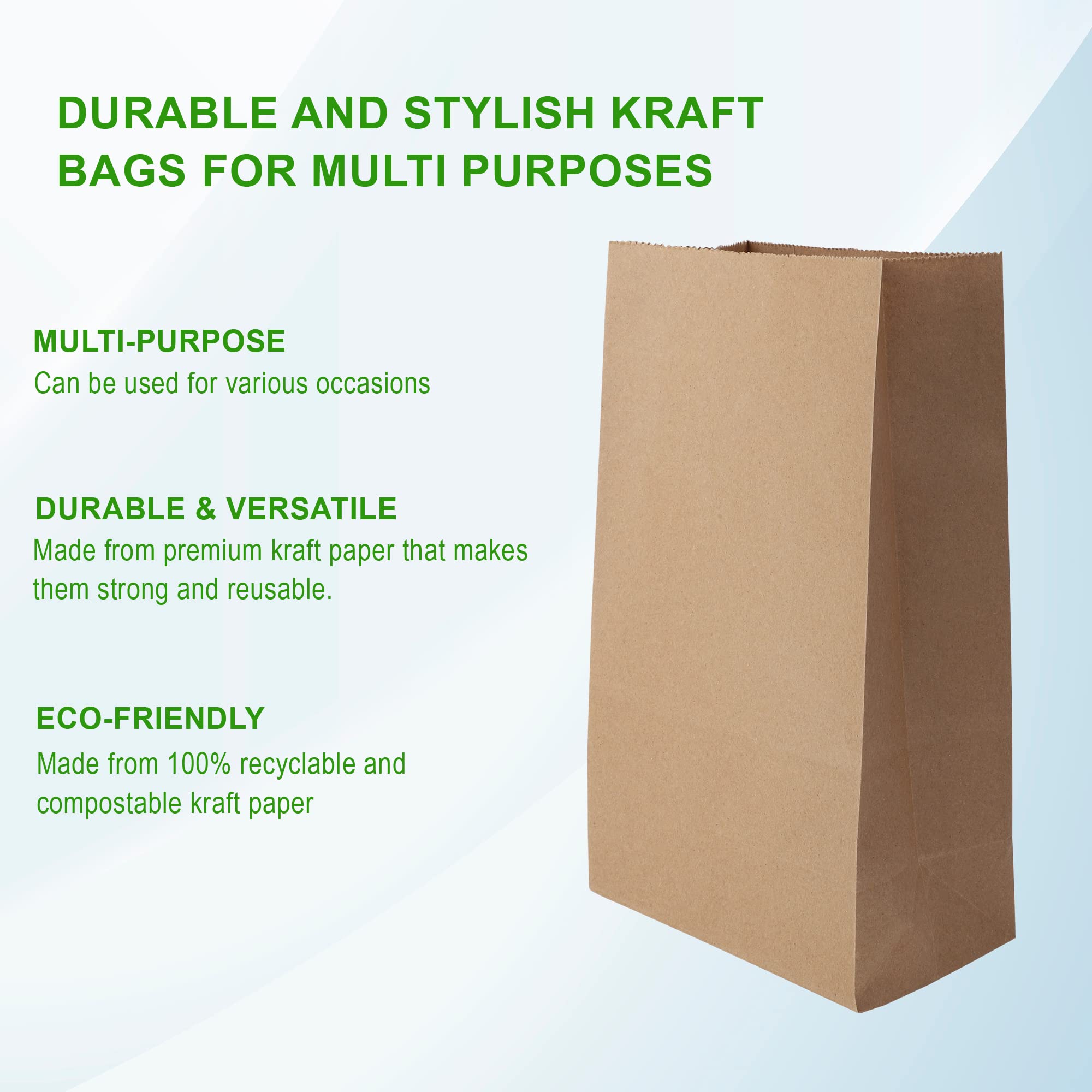 Eco-Friendly Brown Kraft Paper Bags with Handles - 7x4x12 Inches, Pack of 15 | Recycled Gift, Grocery, Shopping & Cloth Bags | Perfect for Retail Packaging, Party Favors & Sustainable Shopping