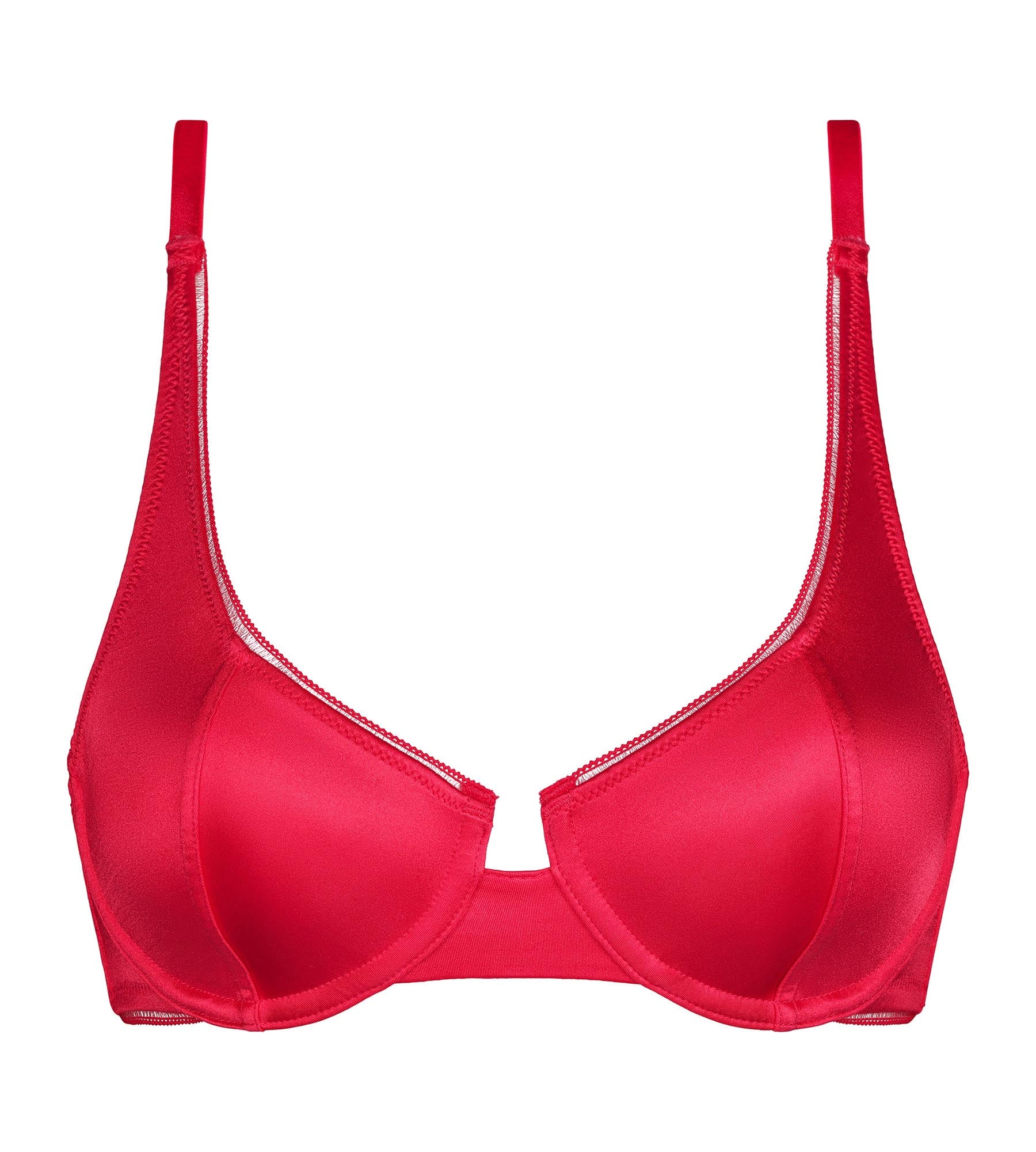 Satin Microfiber Push-Up Bra - Red Dim ChÃ©ri Lace Underwire Bra for Women | Perfect for Date Nights & Special Occasions
