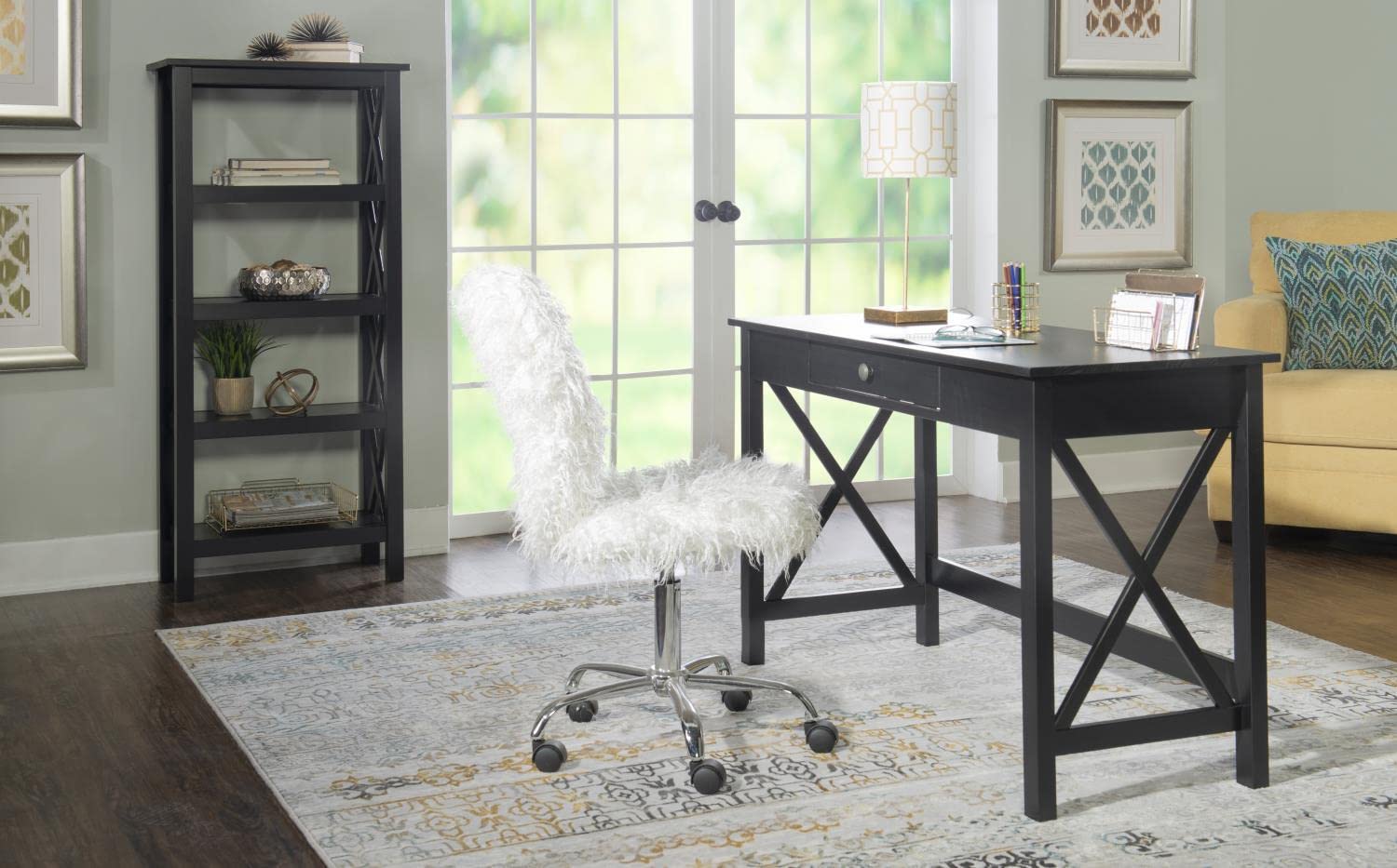 Linon Davis Black Laptop Desk - Portable for Home Office & Bed