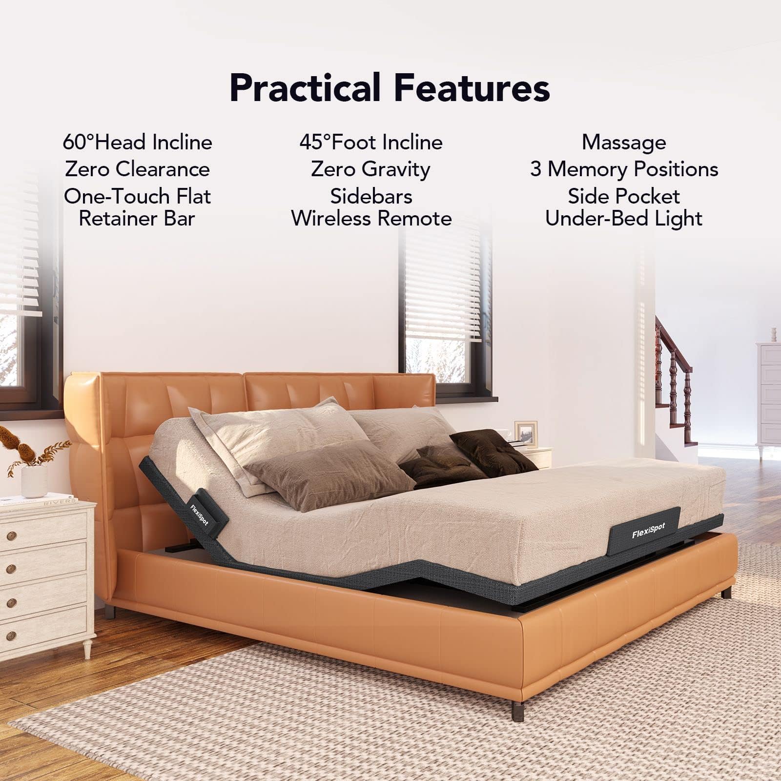 FLEXISPOT S6 Adjustable Bed Frame Base Full Size - Quick Assembly, Zero Gravity, Whisper Quiet Motor with Massage & Anti-Snore Features - Perfect for Home, Office, or Guest Room Use