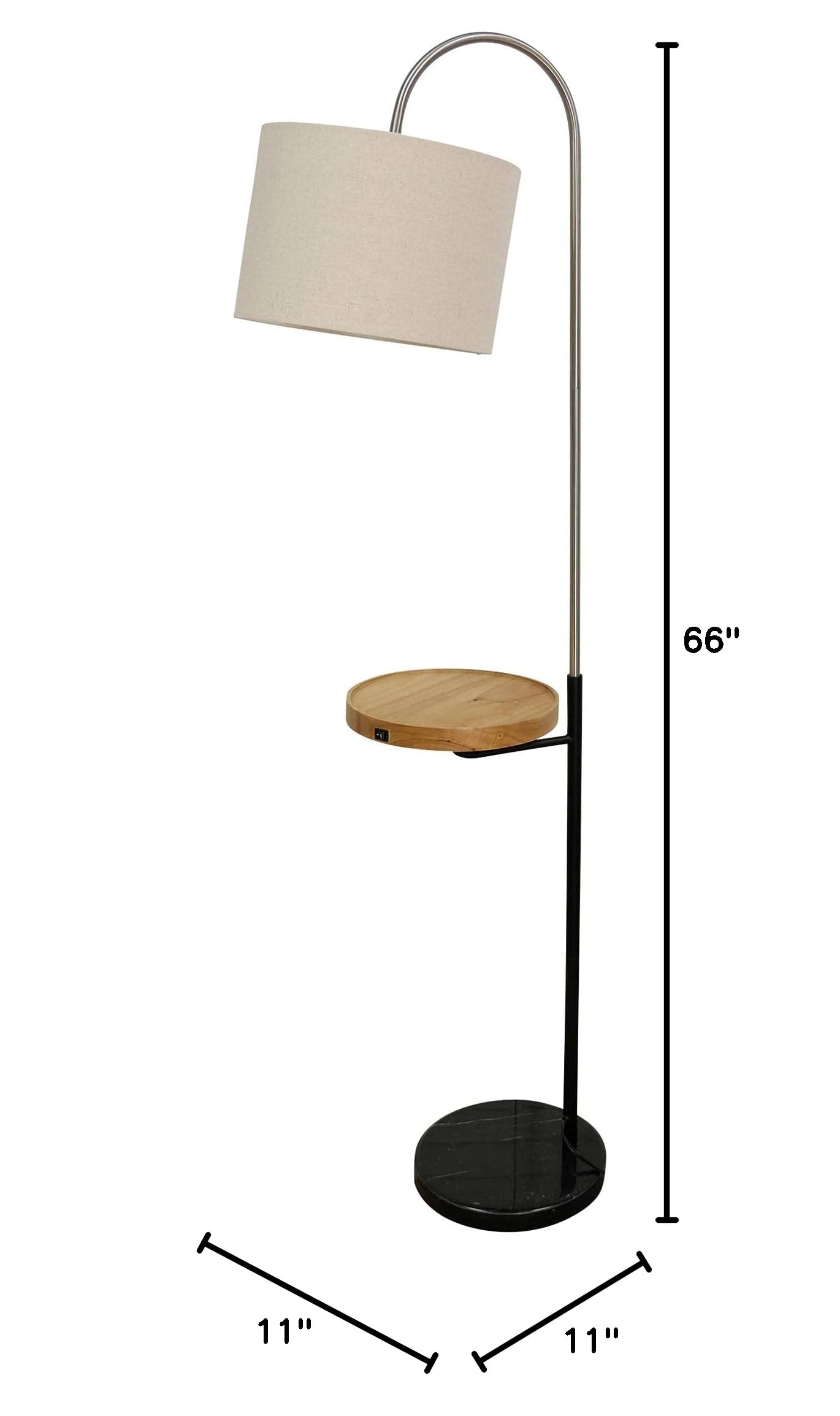 65.3 Inch Modern One Light Floor Lamp for Living Room - Adjustable Standing Lamp with Fabric Shade, Perfect for Reading, Bedroom, or Office Lighting