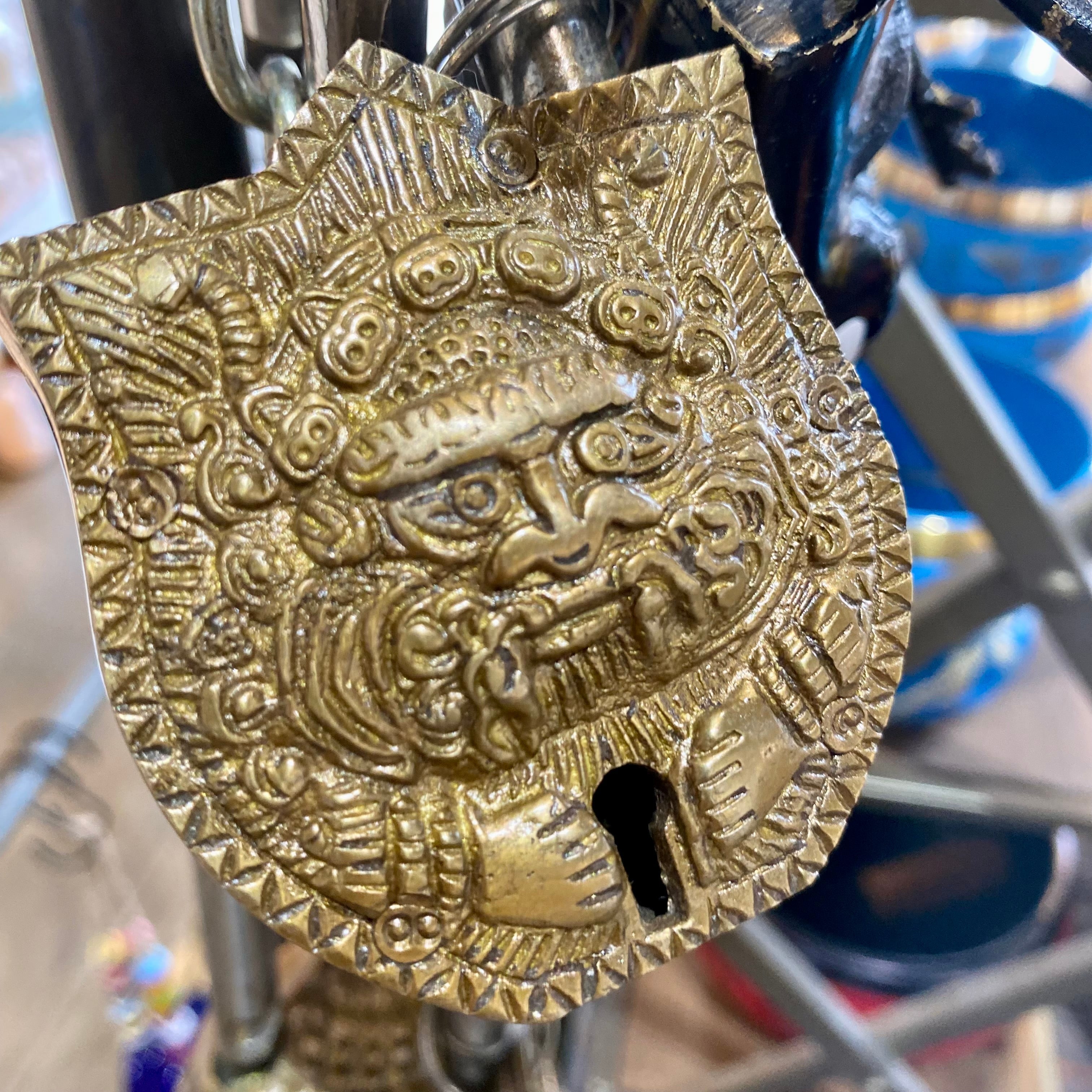 Authentic Tibetan Antique Brass Buddha Lock - Vintage Handcrafted Spiritual Decor for Home Altar & Meditation Space