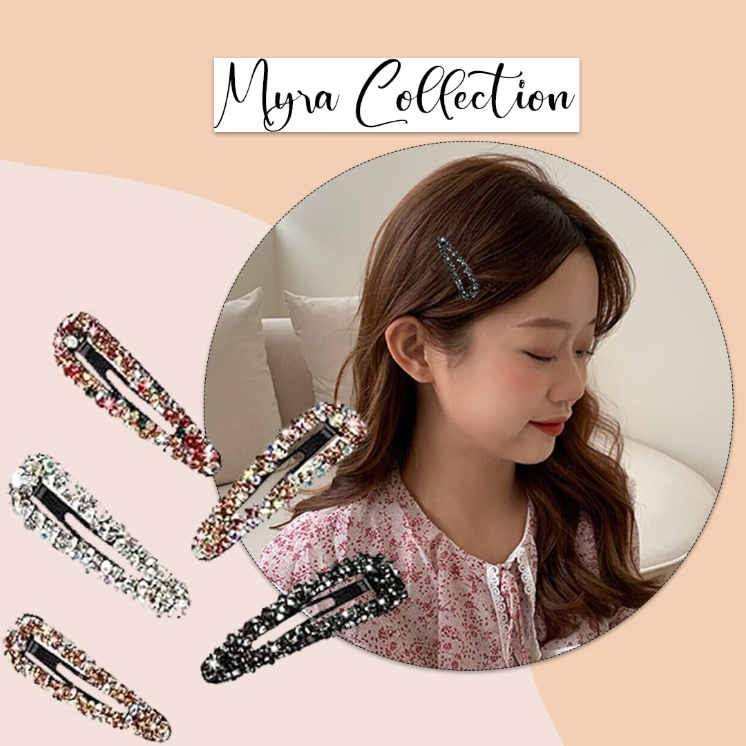 Myra Collection 6-Piece Sparkling Crystal Hair Clips Set - Large Rhinestone Hair Accessories for Women & Girls - Perfect for Weddings, Parties & Everyday Glamour