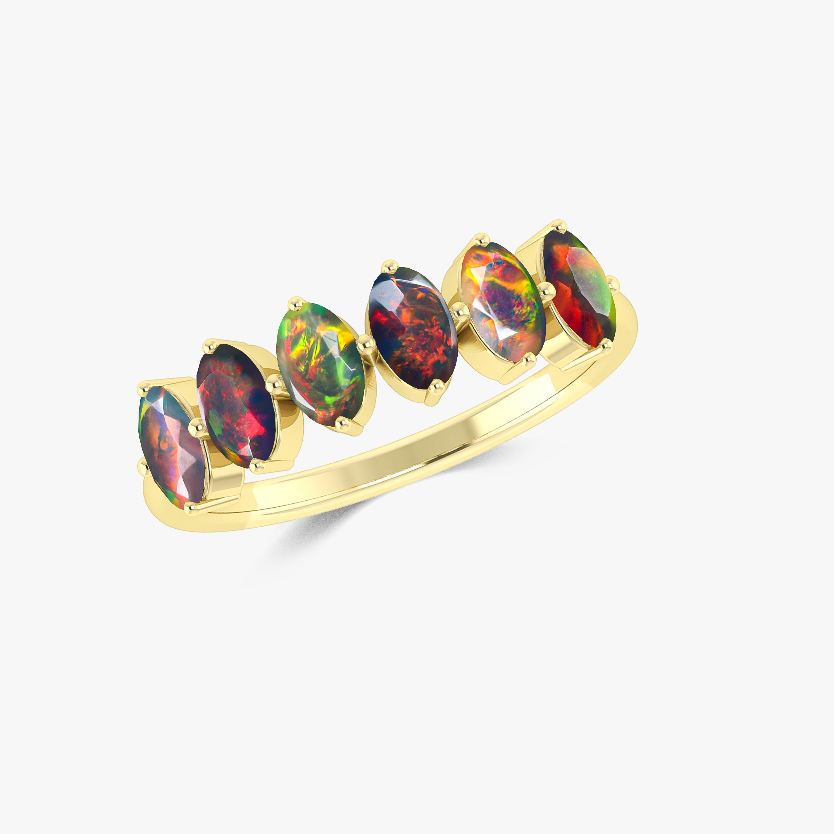 Black Fire Oval Opal Gemstone Ring for Women - Elegant Handmade Silver Jewelry for Engagement, Wedding & Special Occasions