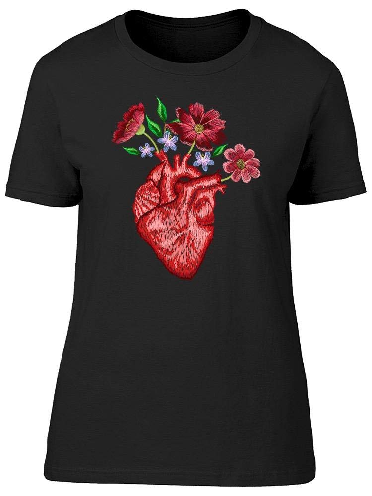 Women's Human Heart Spring Flowers Graphic T-Shirt - Casual Comfort Tee for Everyday Wear, Street Style & Spring Outfits