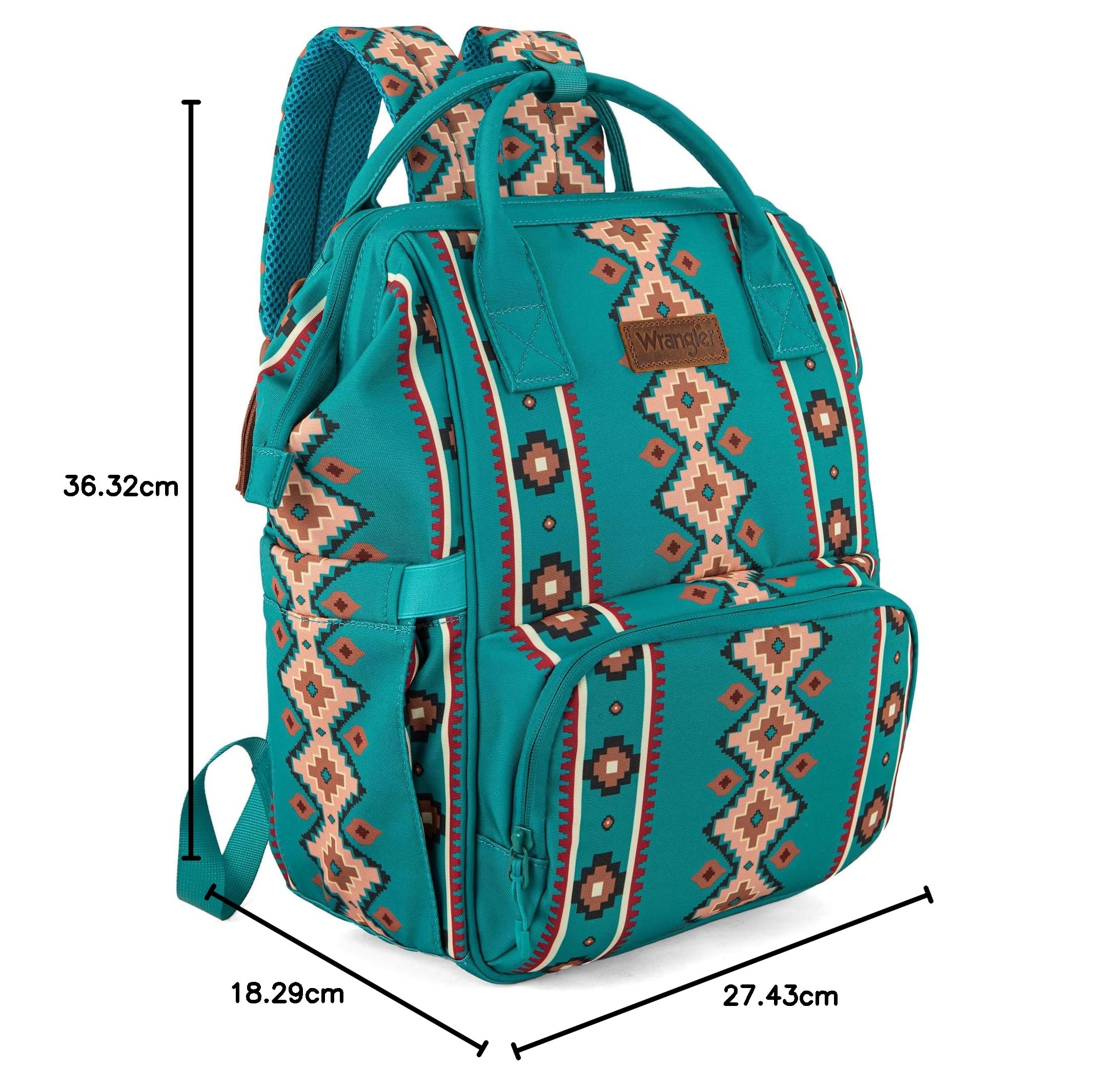 Wrangler Southwest Pattern Diaper Backpack - Baby Bag for Travel & Daily Use, Multi-Functional Western Style Daypack for Moms & Dads - Perfect for Outings, Shopping & Family Trips