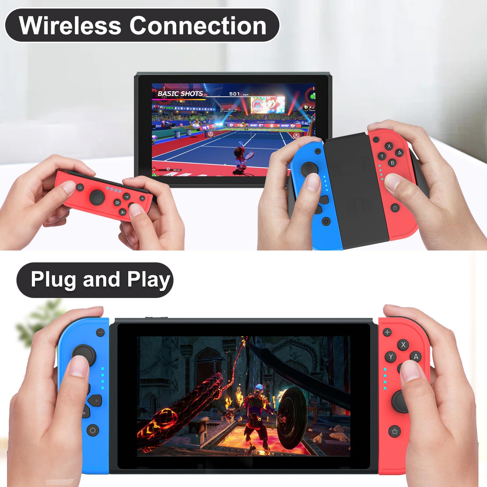 Rainiuniu Wireless Switch Controller - Compatible with Nintendo Switch, Switch Lite & OLED - 6-Axis Gyro, Dual Vibration, No Drift Joystick - Ergonomic Grip for Comfortable Gaming - Perfect for Mario Kart, Zelda & Multiplayer Games