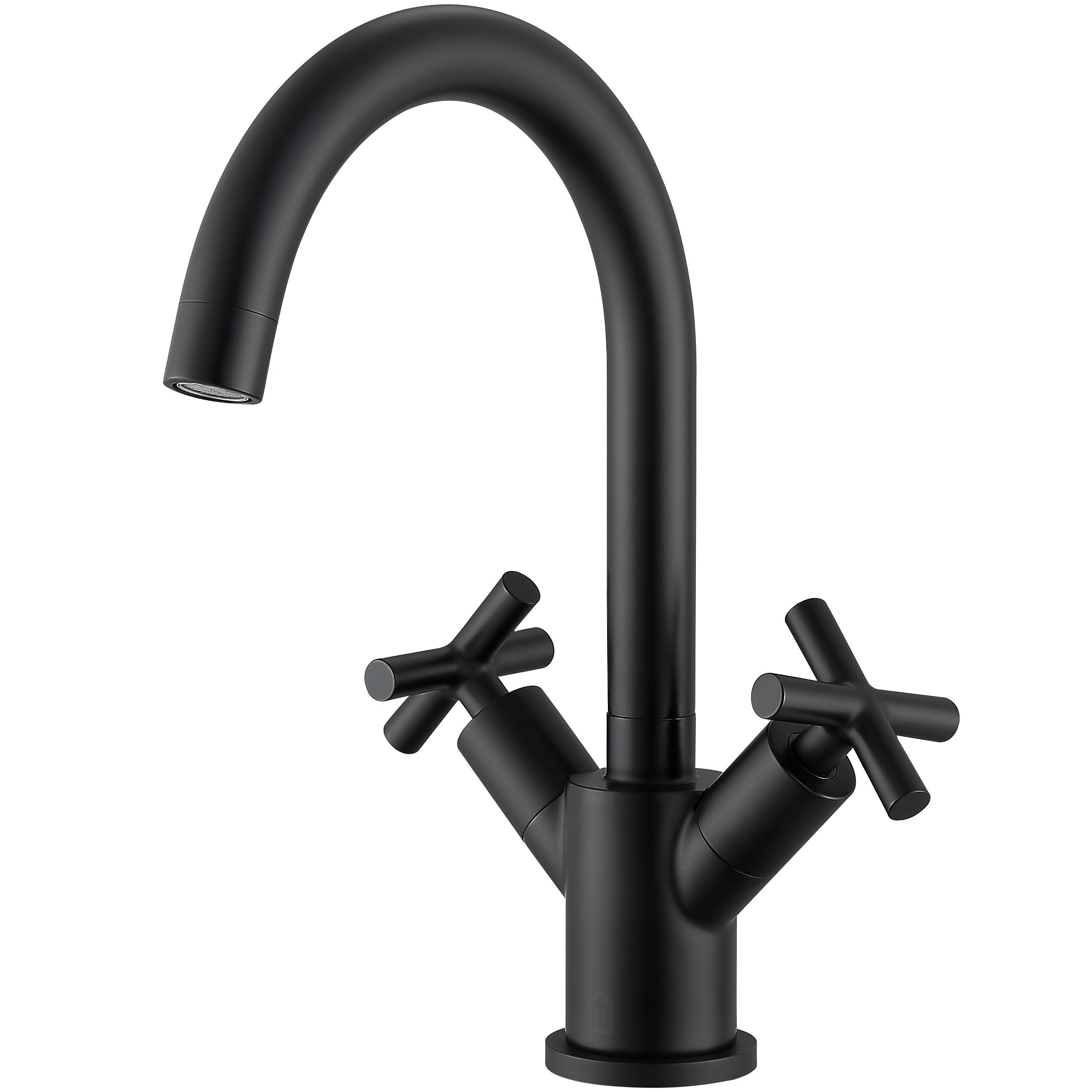 Matte Black Single Hole Cross Handle Bathroom Faucet - Ava Series | Modern Bathroom Sink Faucet for Vanity, Powder Room & Guest Bath | Durable & Stylish Design