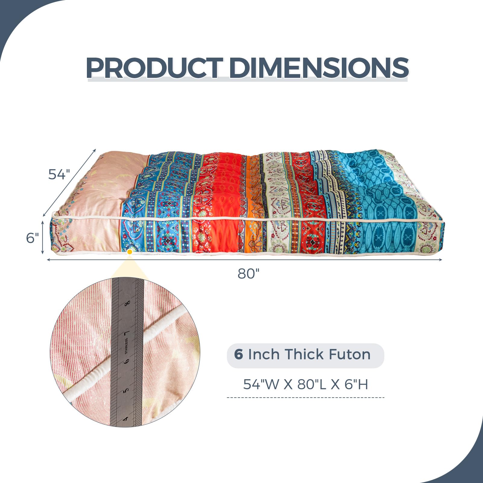 MAXYOYO 6 Inch Futon Mattress Full Size - Thickened Sofa Bed & Floor Mattress for Guest Room, Dorm, or Small Space - Comfortable & Versatile Sleeping Solution