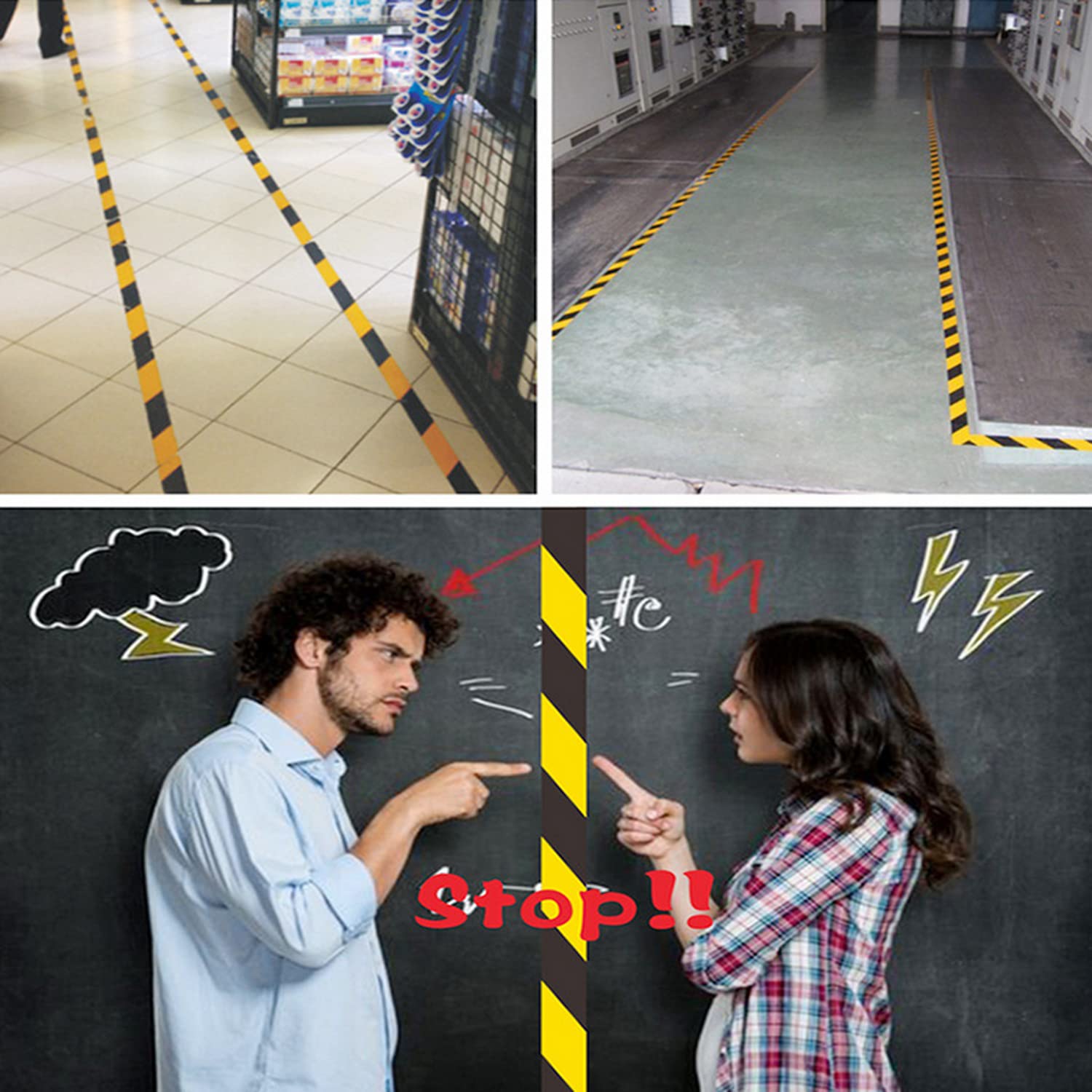 Black & Yellow Heavy Duty Duct Tape - 2 Inch x 108 Feet Multipurpose Floor Marking Tape for Workshop, Warehouse & Hazard Warning | Waterproof, Wear-Resistant Adhesive for Industrial & Home Use