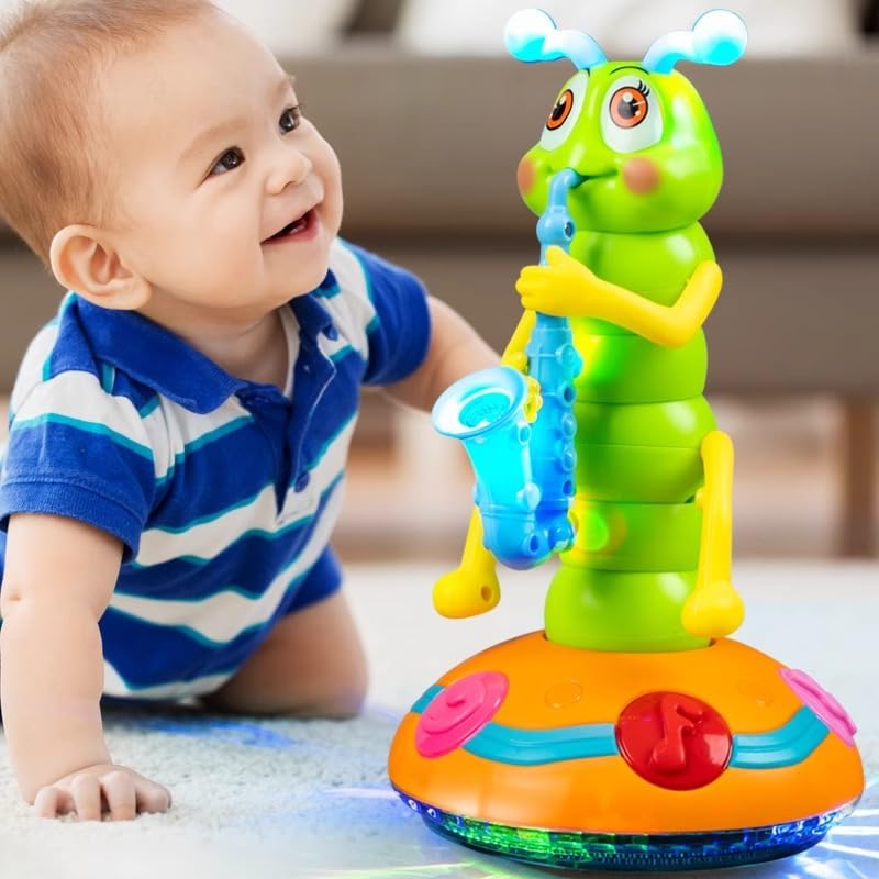 **Electric Caterpillar Saxophone Toy for Kids - LED Light-Up Dancing Musical Instrument, Sensory Toy for Toddler Boys & Girls (Pink, 1-Pack) - Perfect for Birthday Gifts, Early Learning & Playtime Fun**
